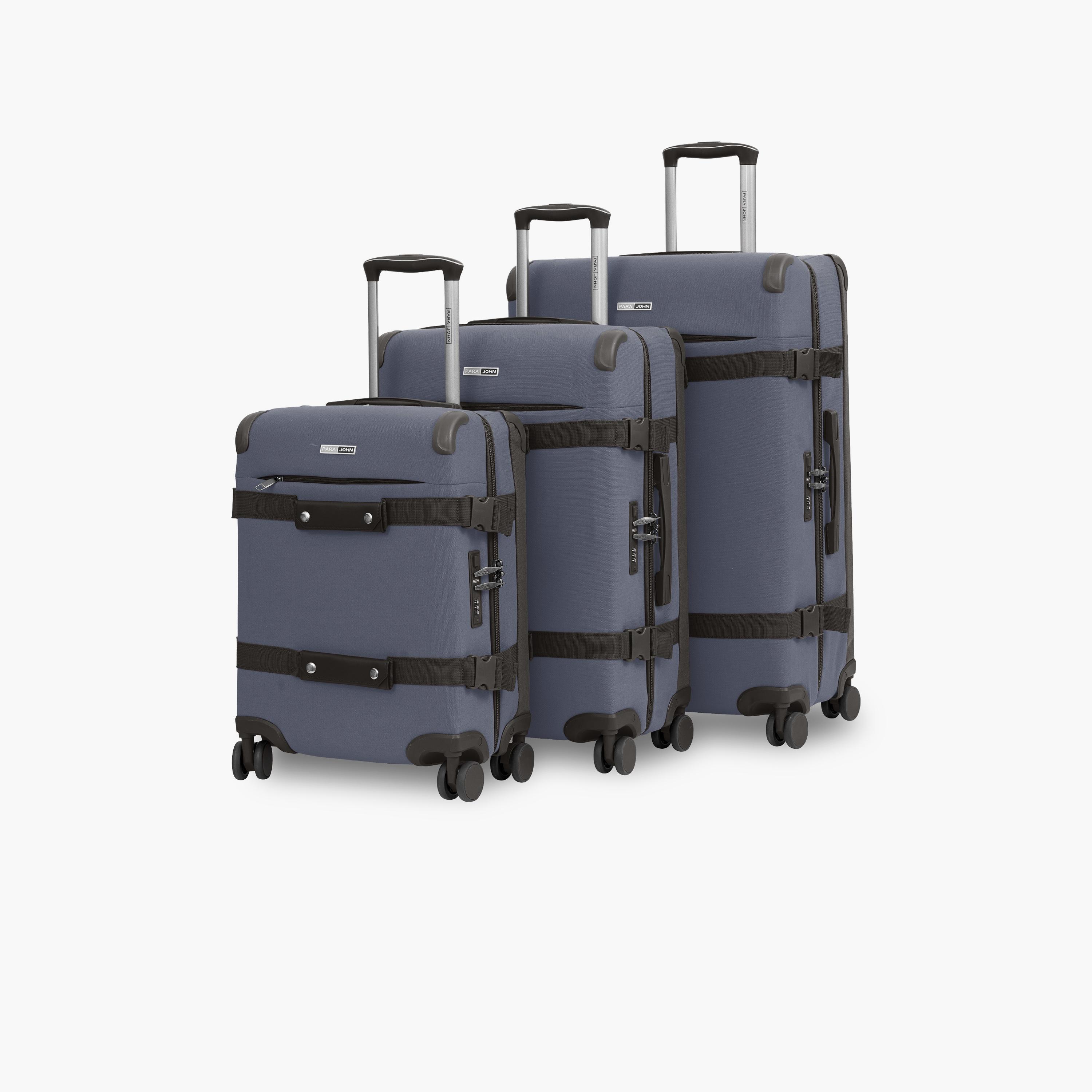 Para John Retro Set Of 3 Textile Hard Sided 4-Wheeler Spinner Trolley Bag with Combination Lock-travel-luggagesandbags-luggage-image-1