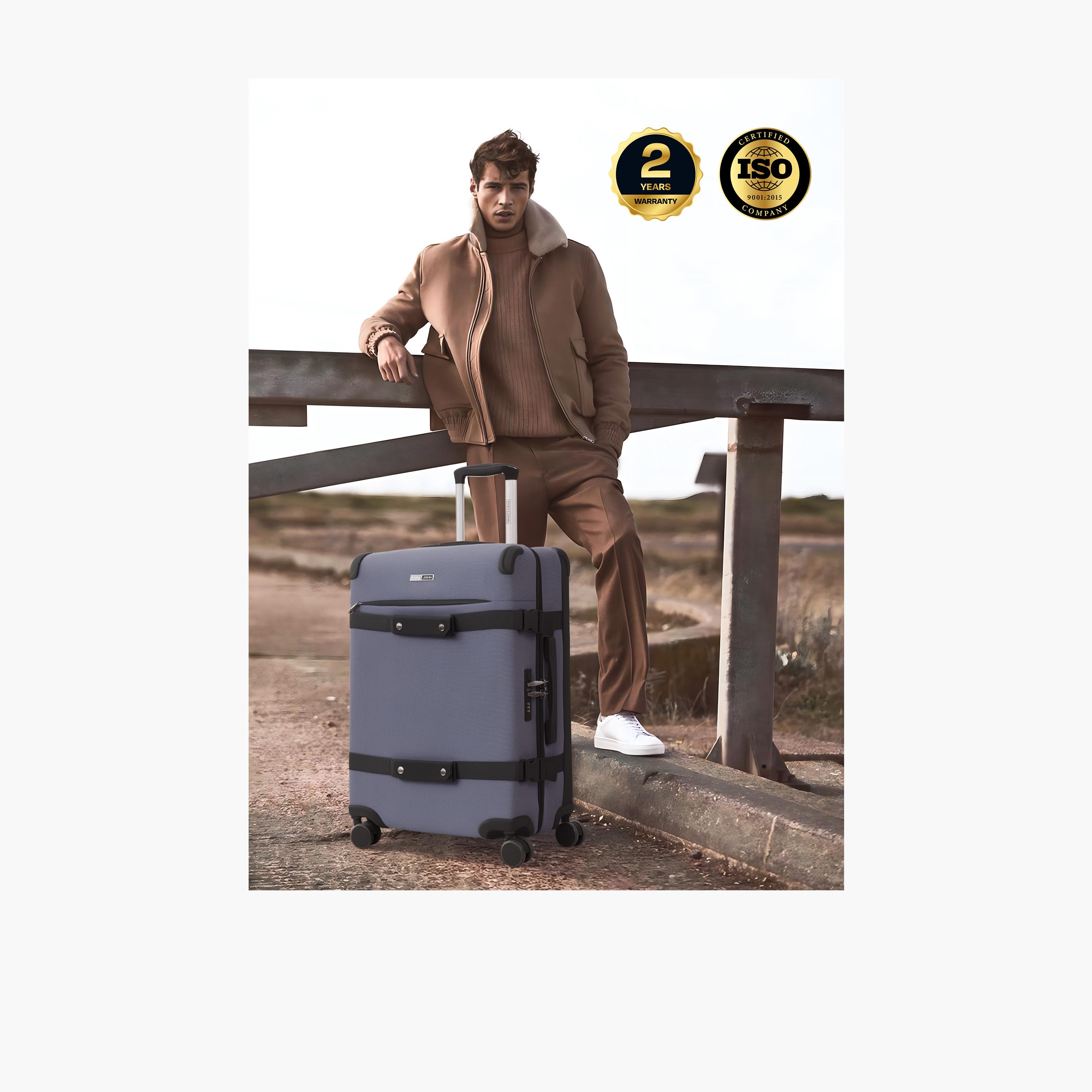 Para John Retro Set Of 3 Textile Hard Sided 4-Wheeler Spinner Trolley Bag with Combination Lock-travel-luggagesandbags-luggage-image-6