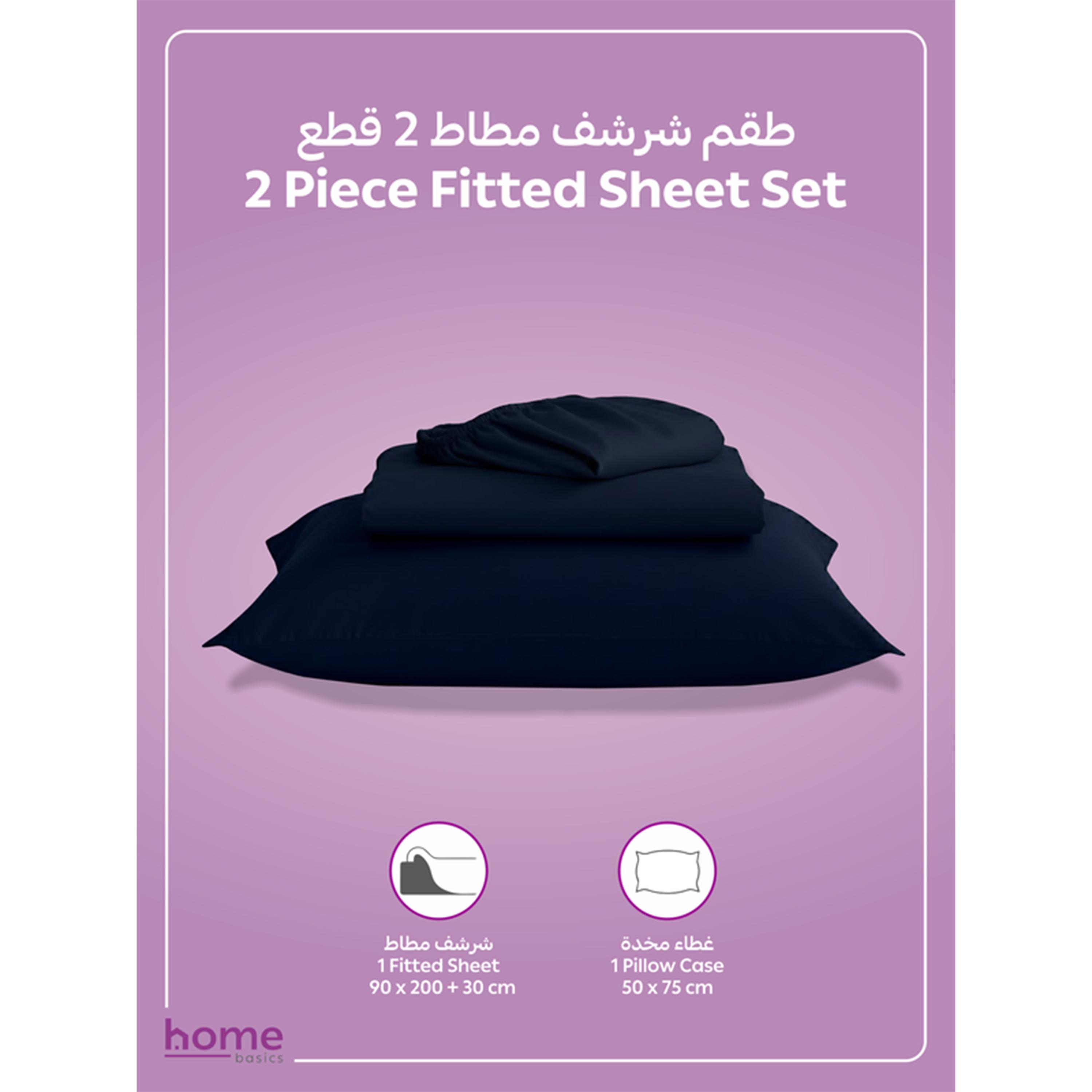 Navy Fitted Sheet Set Single 90x200 cm-household-bedding-sheetsandpillowcases-fittedsheets-image-6