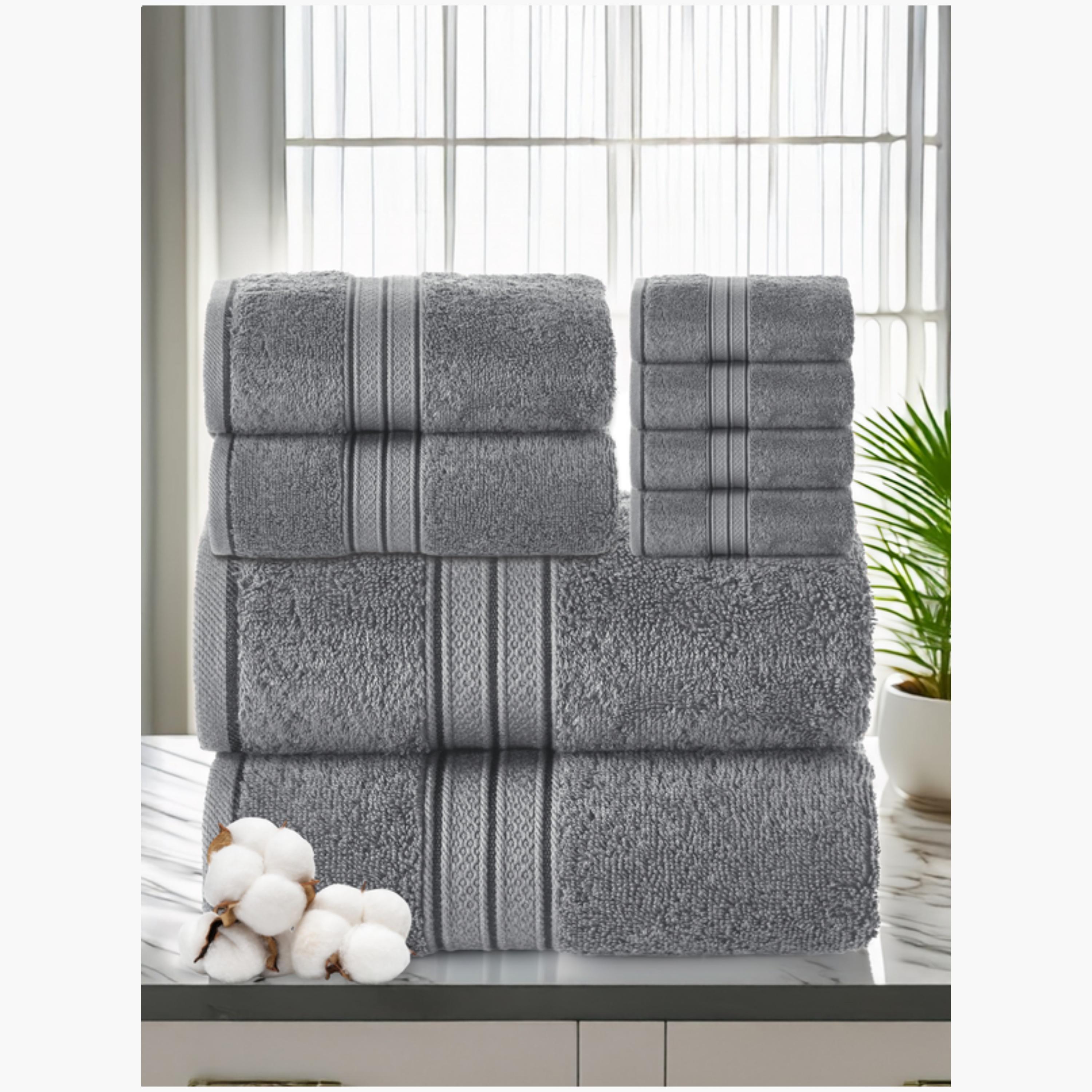 Eight-Piece Combed Cotton Towel Set-household-bathandlaundry-bathlinen-towels-image-1