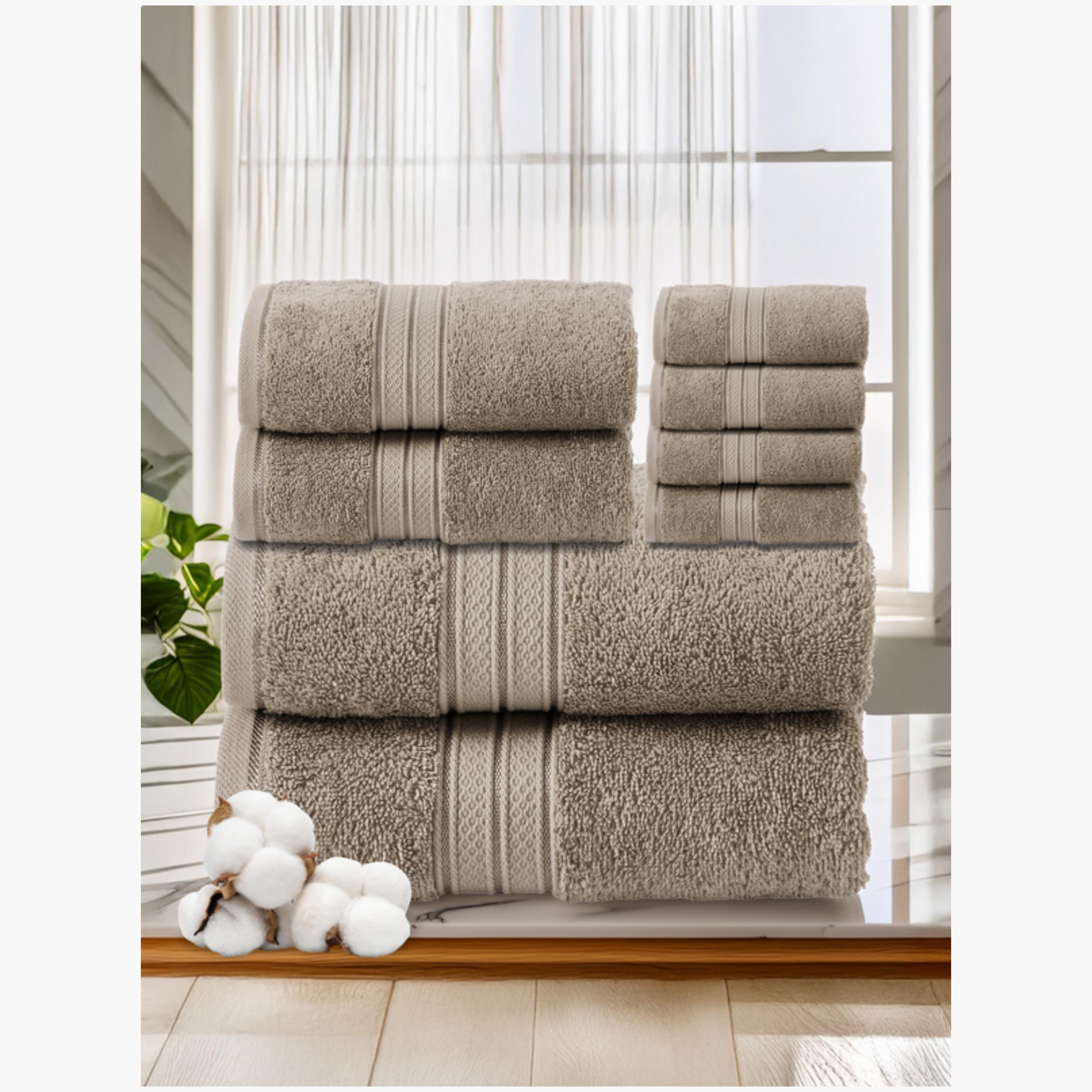 Eight-Piece Combed Cotton Towel Set-household-bathandlaundry-bathlinen-towels-image-1
