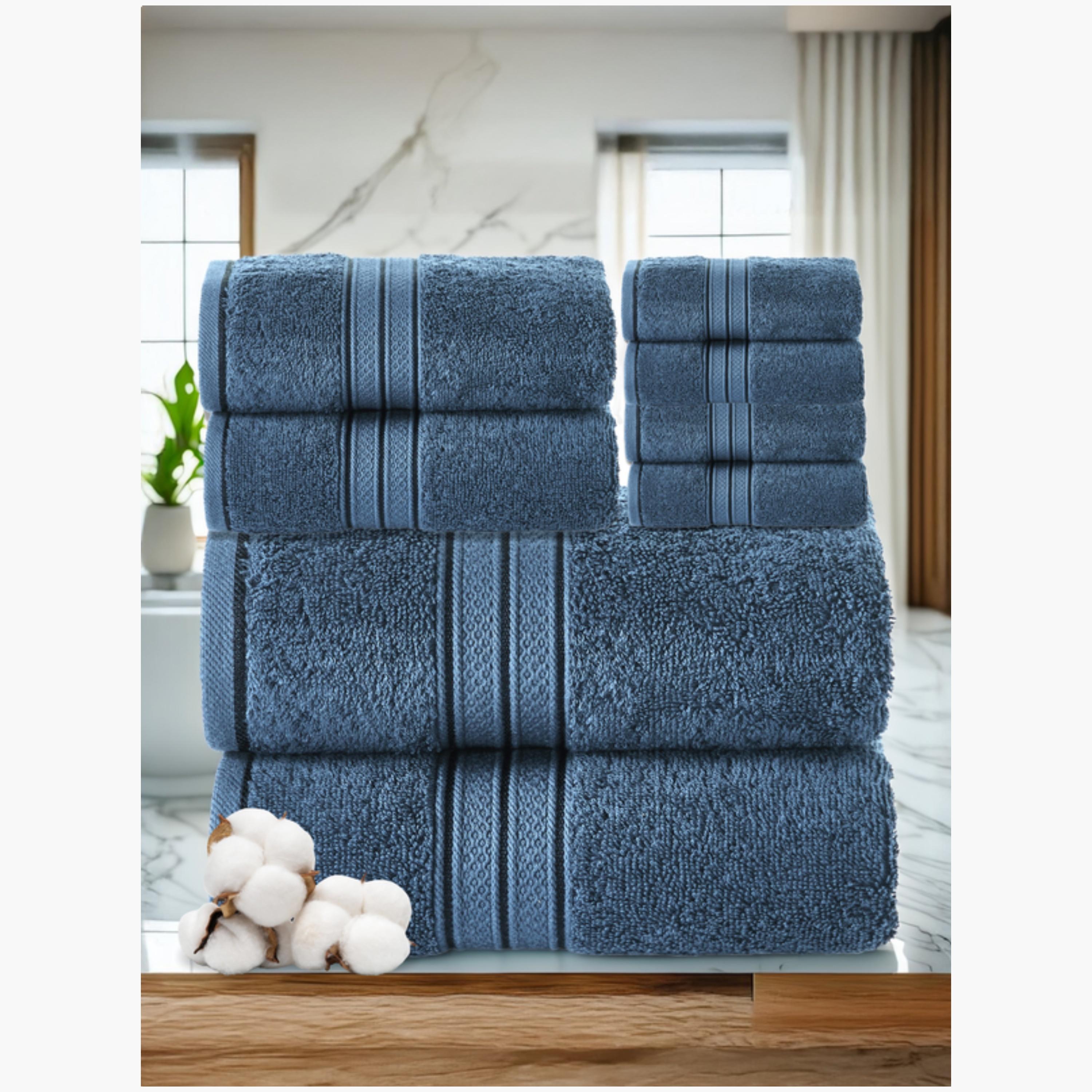 Eight-Piece Combed Cotton Towel Set-household-bathandlaundry-bathlinen-towels-image-1