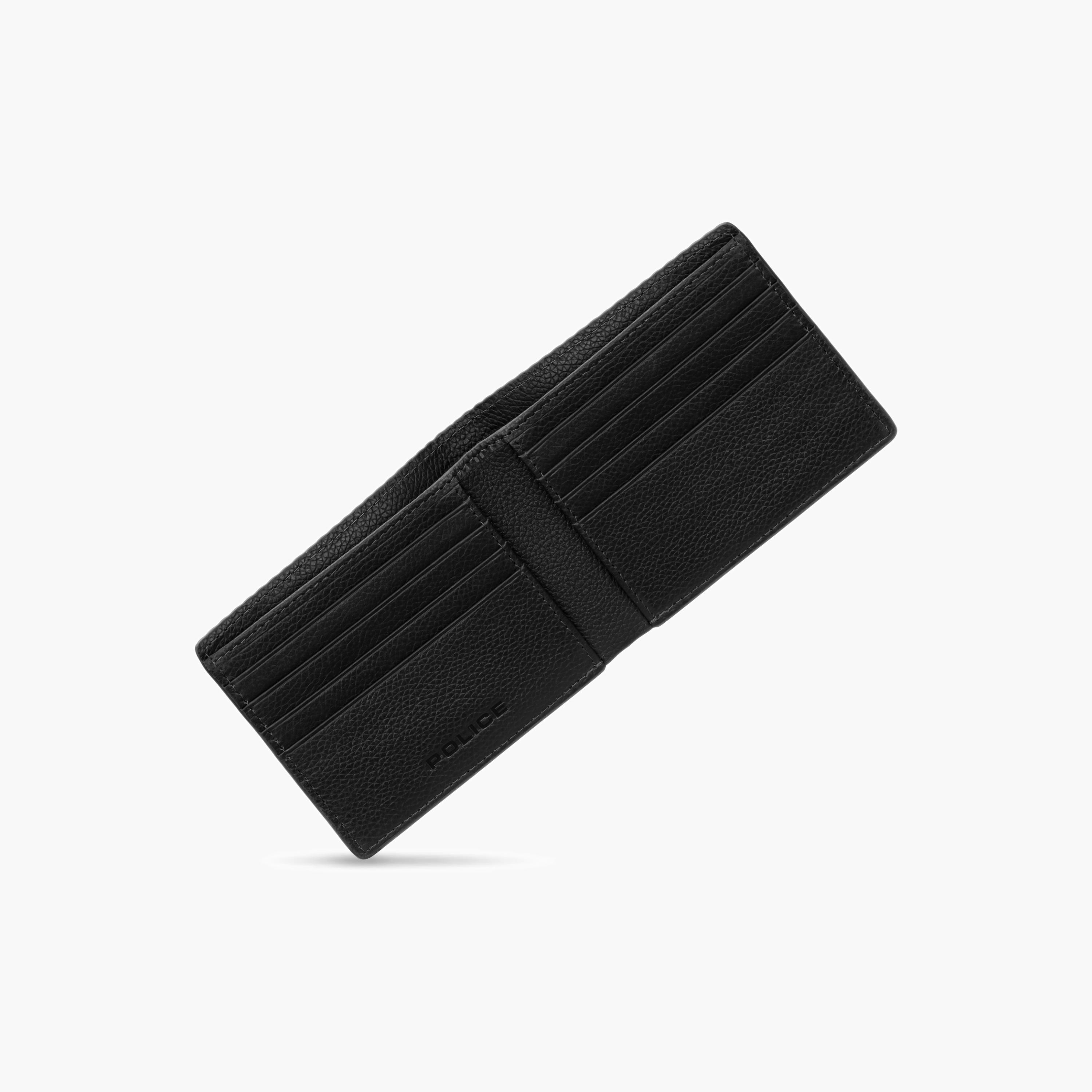 الشرطة محفظة سوداء ثنائية الطي بنمط هرمي-men-bags-image-3