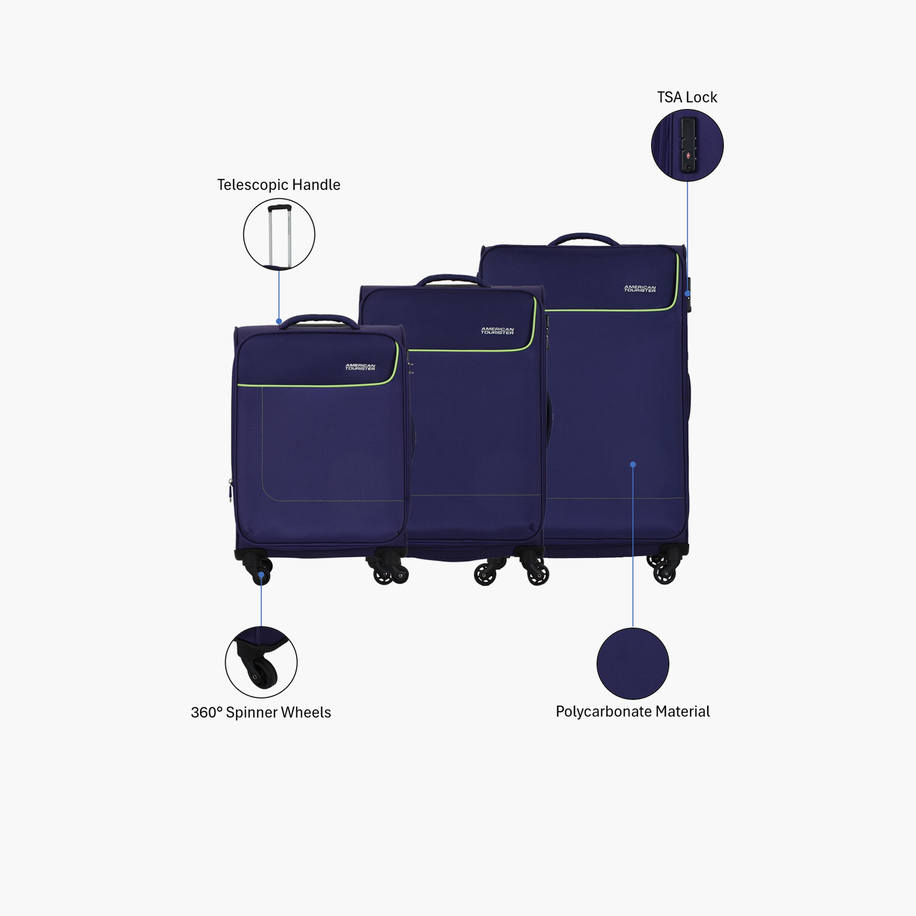 American Tourister Jamaica Set of 3 Polyester Softcase Four-Wheeler Luggage Bag with TSA Lock-travel-luggagesandbags-luggage-image-2