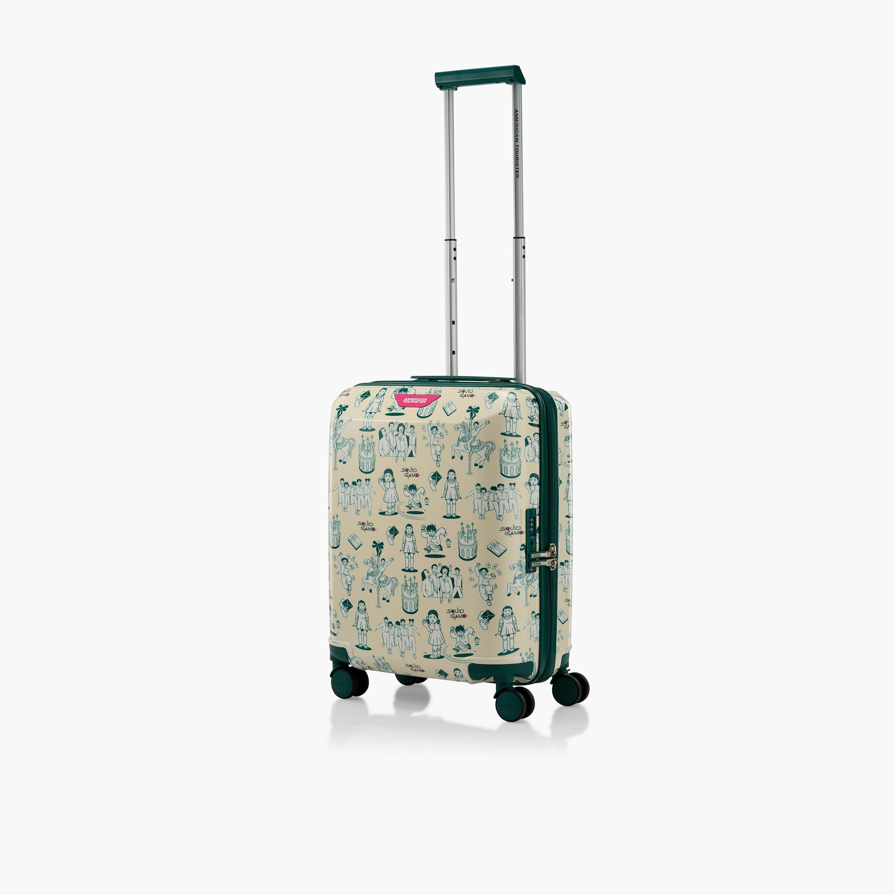 American Tourister Squid Games 52 CM Small Cabin Plastic Hardcase Four-Wheeler Luggage Bag with TSA Lock-travel-kidstrolleyandbags-image-1