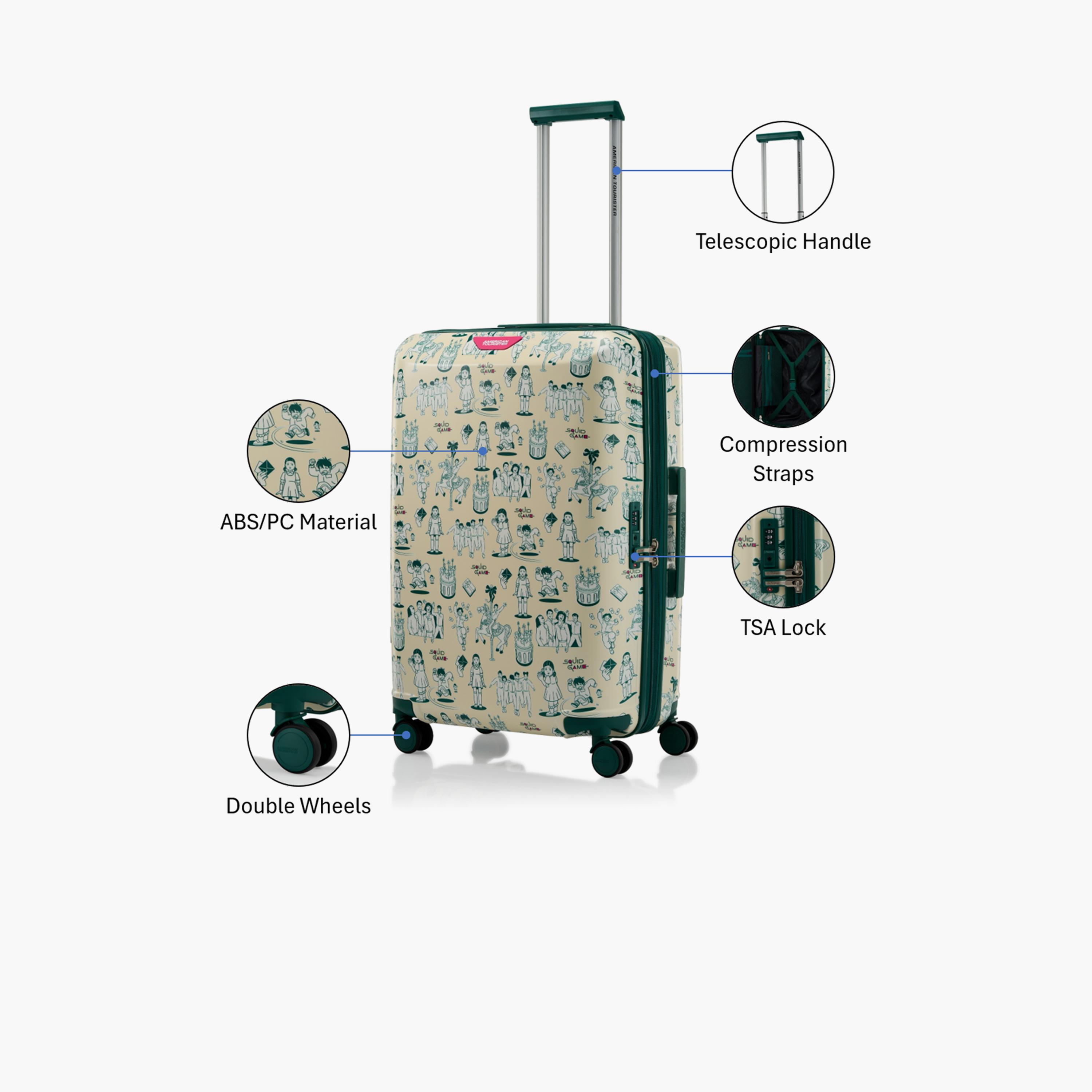 American Tourister Squid Games 67 CM Medium Check In Plastic Hardcase Four-Wheeler Luggage Bag with TSA Lock-travel-kidstrolleyandbags-image-2