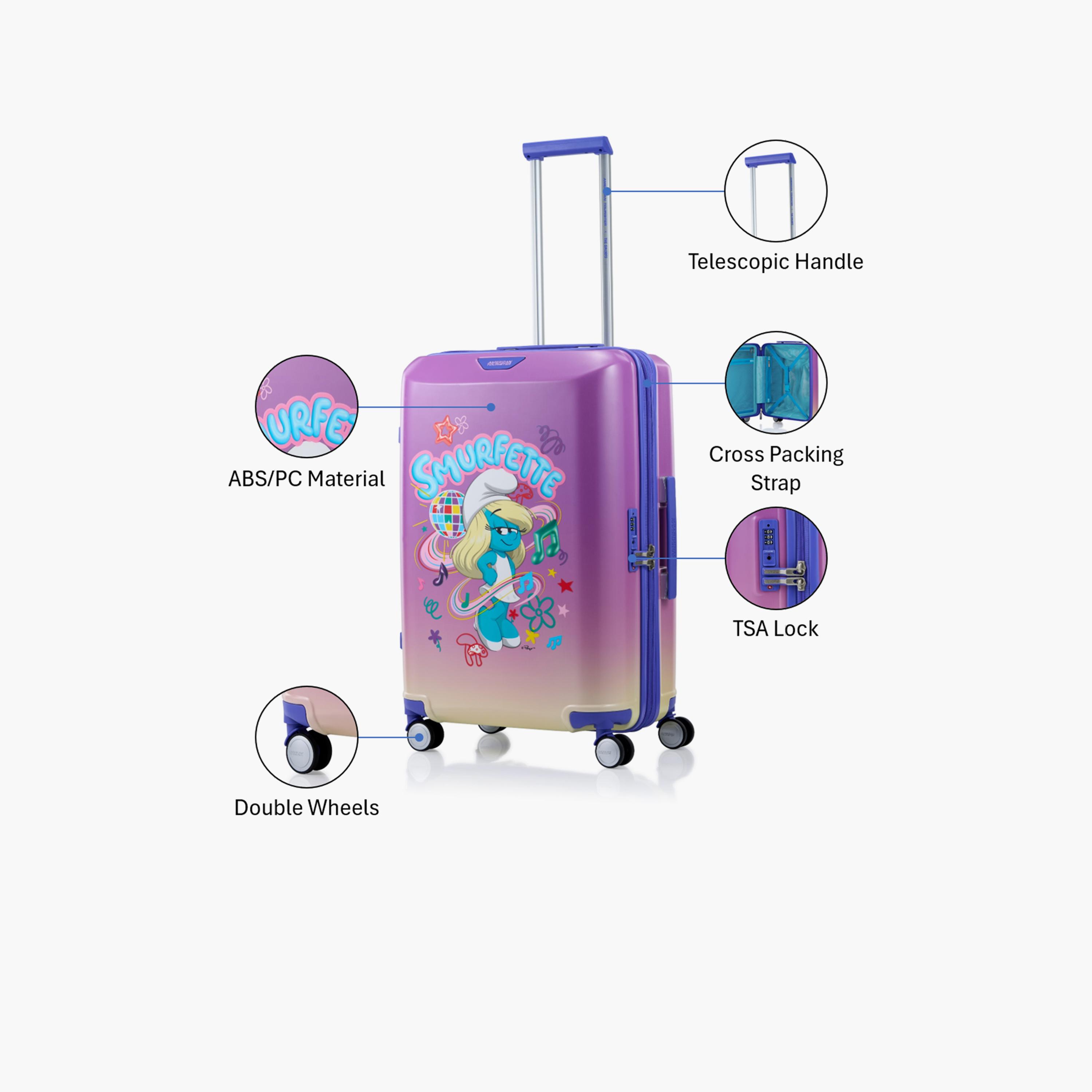 American Tourister Smurfs 67 CM Medium Check In Plastic Hardcase Four-Wheeler Luggage Bag with TSA Lock-travel-kidstrolleyandbags-image-2