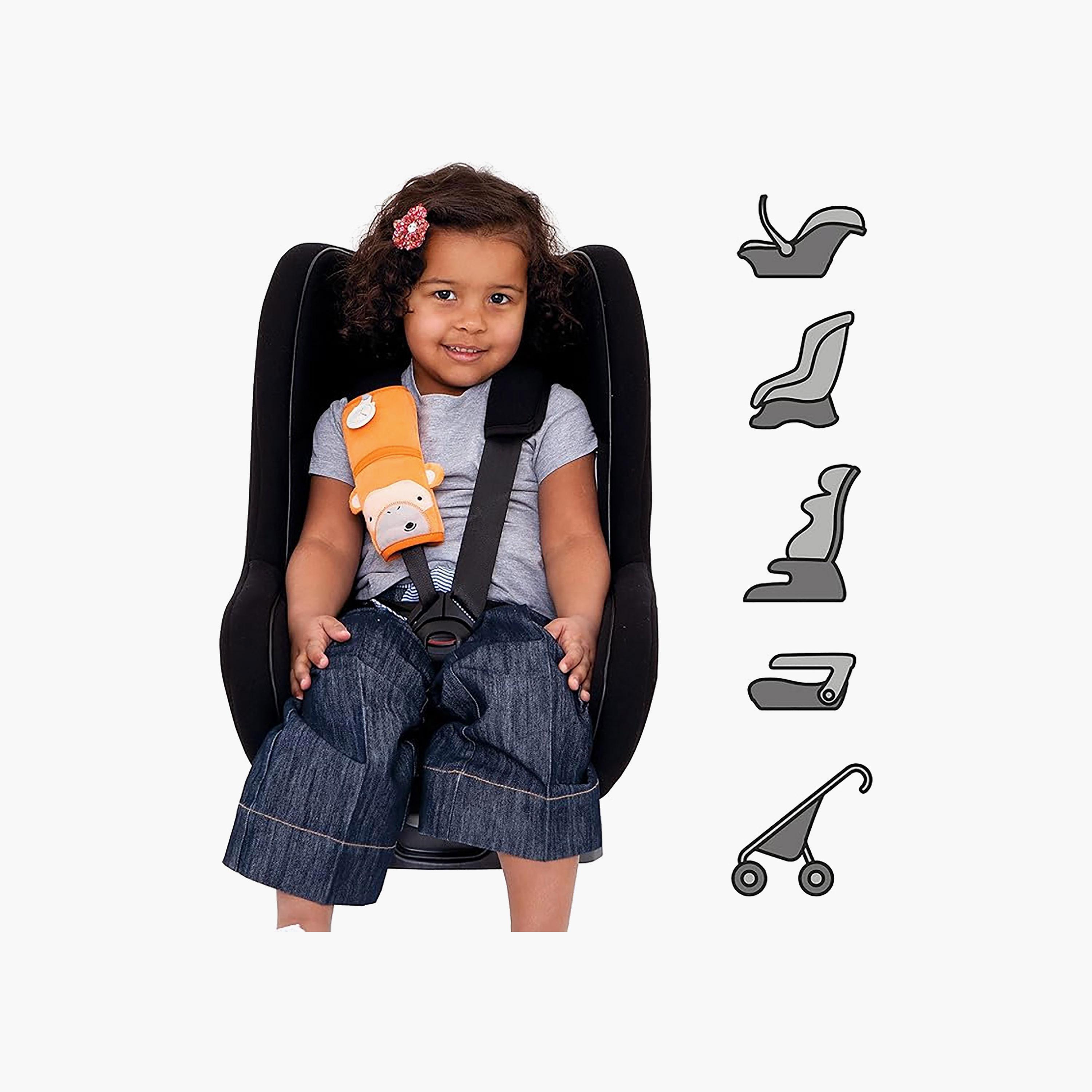 Trunki Car Seat Belt Pads - SnooziHedz Mylo Monkey - Orange-baby-gear-travelaccessories-image-4