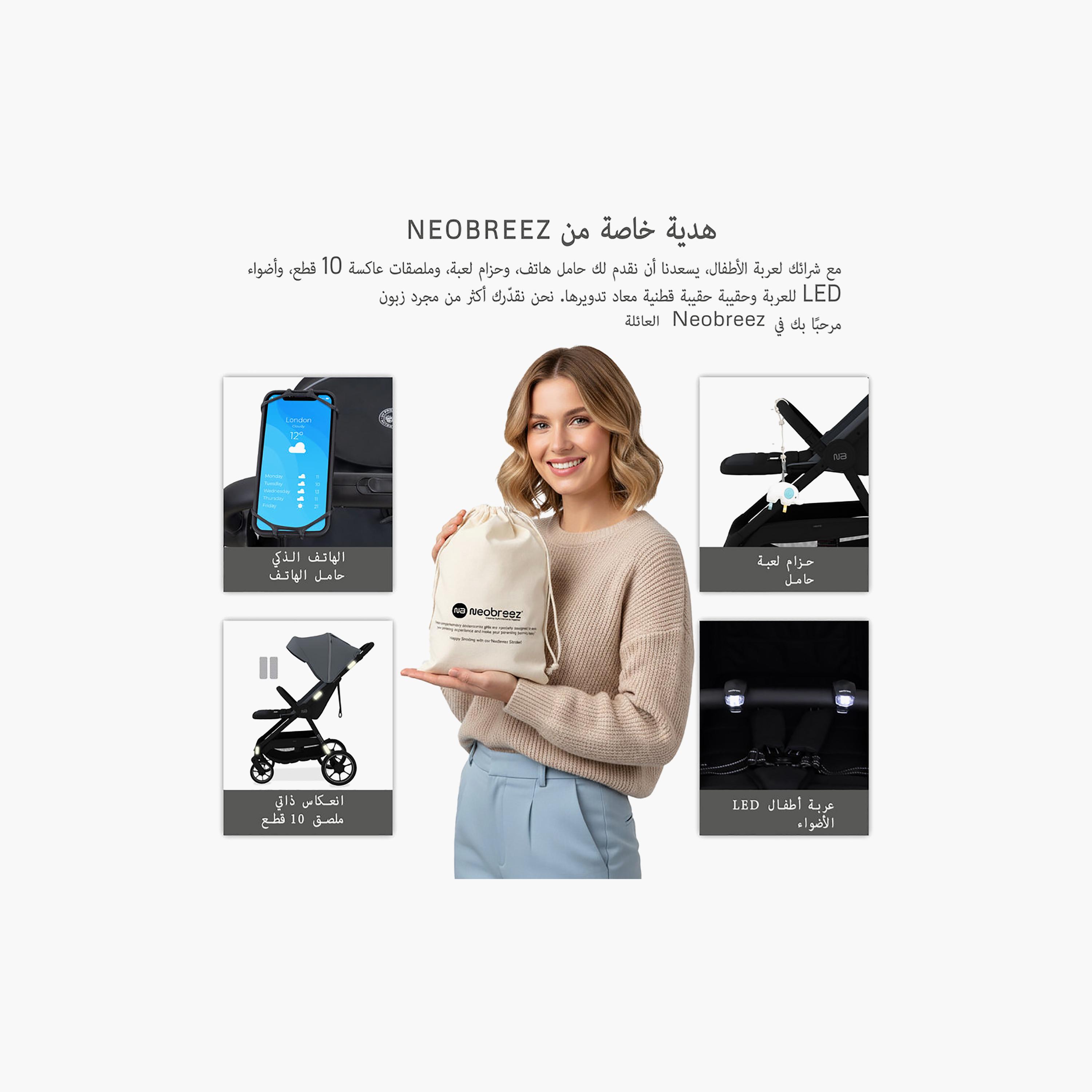 Neobreez Vento All Terrain One Hand Fold Stroller with Canopy & LED Lights - 0-4 Years - 22 kg-baby-gear-strollersandprams-strollers-image-14