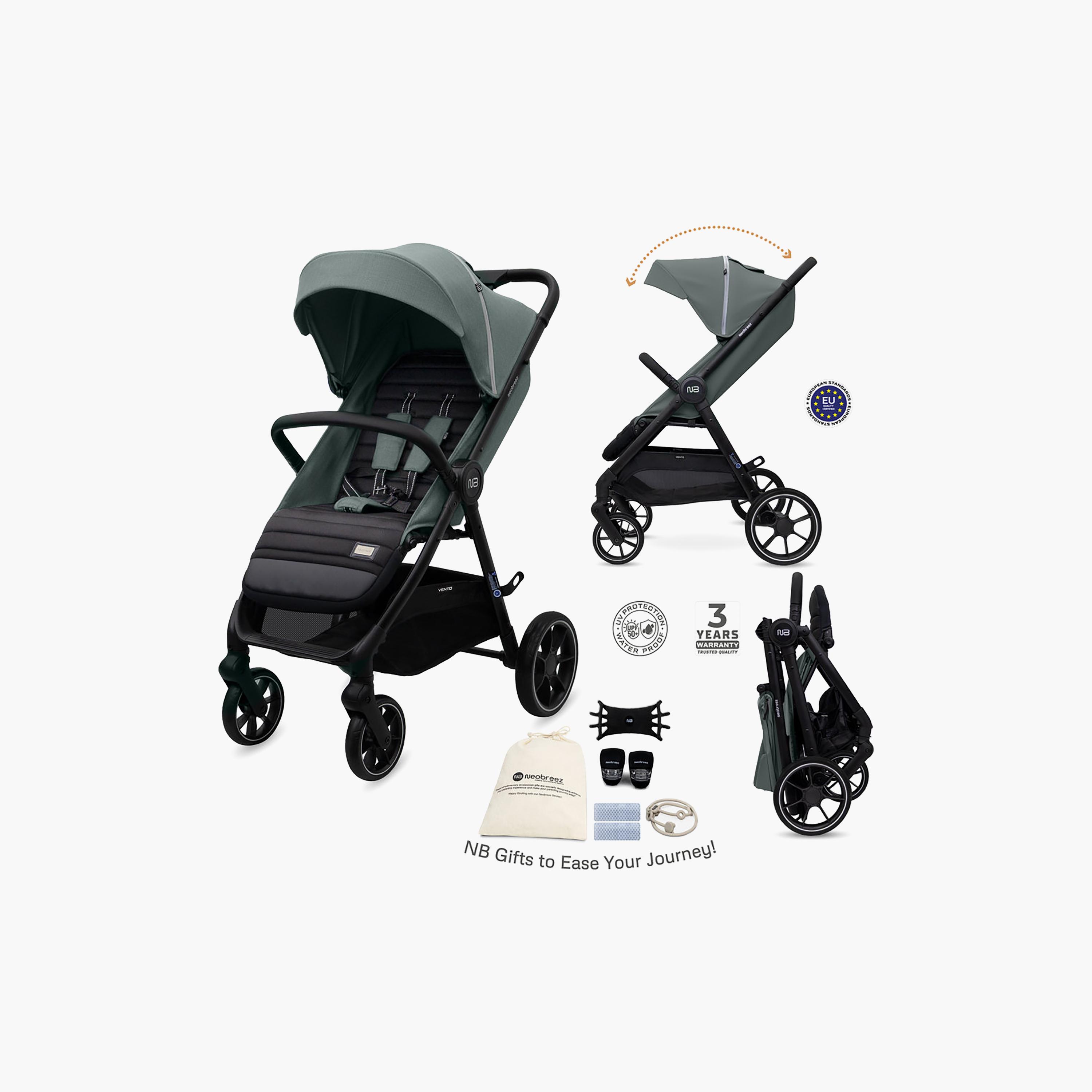 Neobreez Vento All Terrain One Hand Fold Stroller with Canopy & LED Lights - 0-4 Years - 22 kg-baby-gear-strollersandprams-strollers-image-15