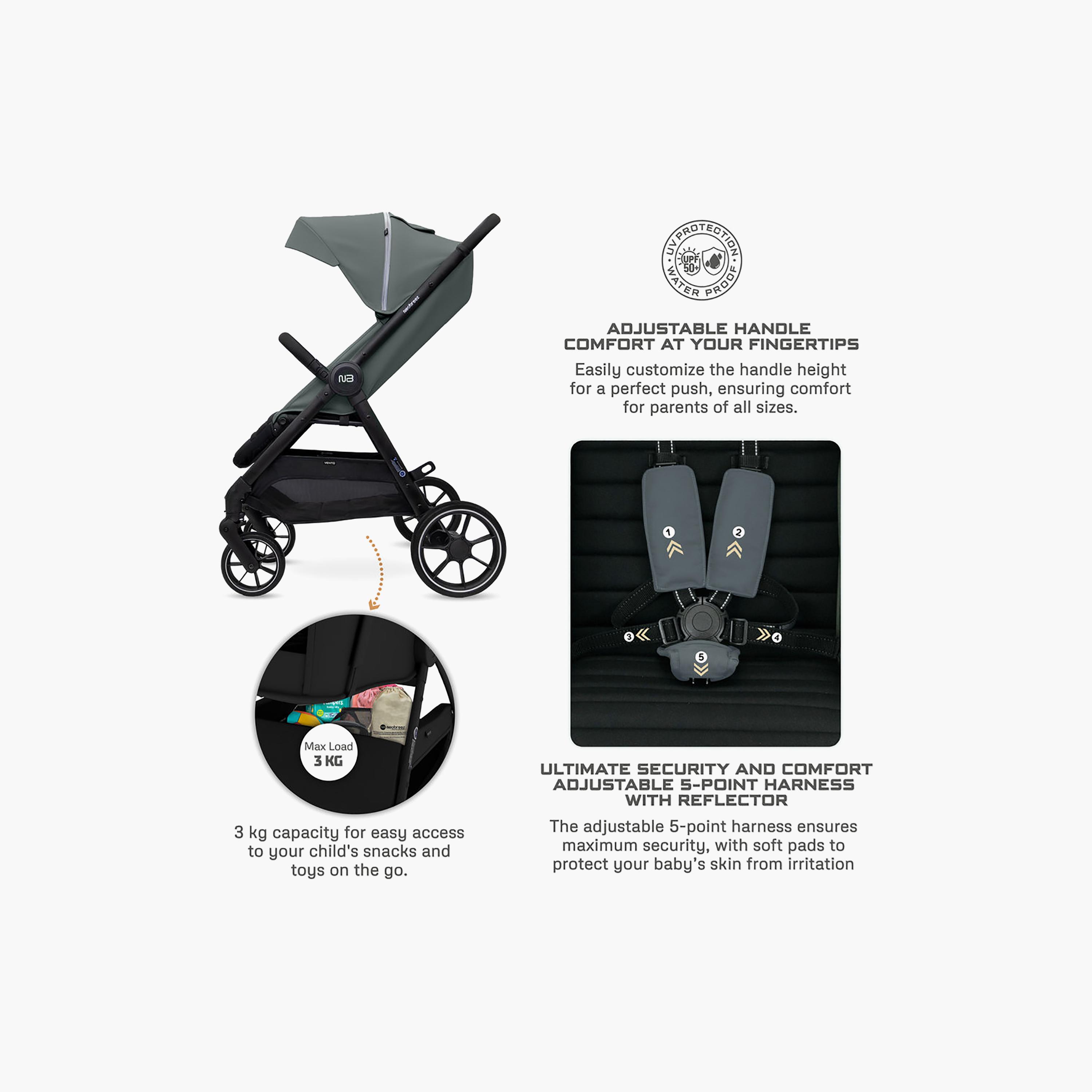 Neobreez Vento All Terrain One Hand Fold Stroller with Canopy & LED Lights - 0-4 Years - 22 kg-baby-gear-strollersandprams-strollers-image-2