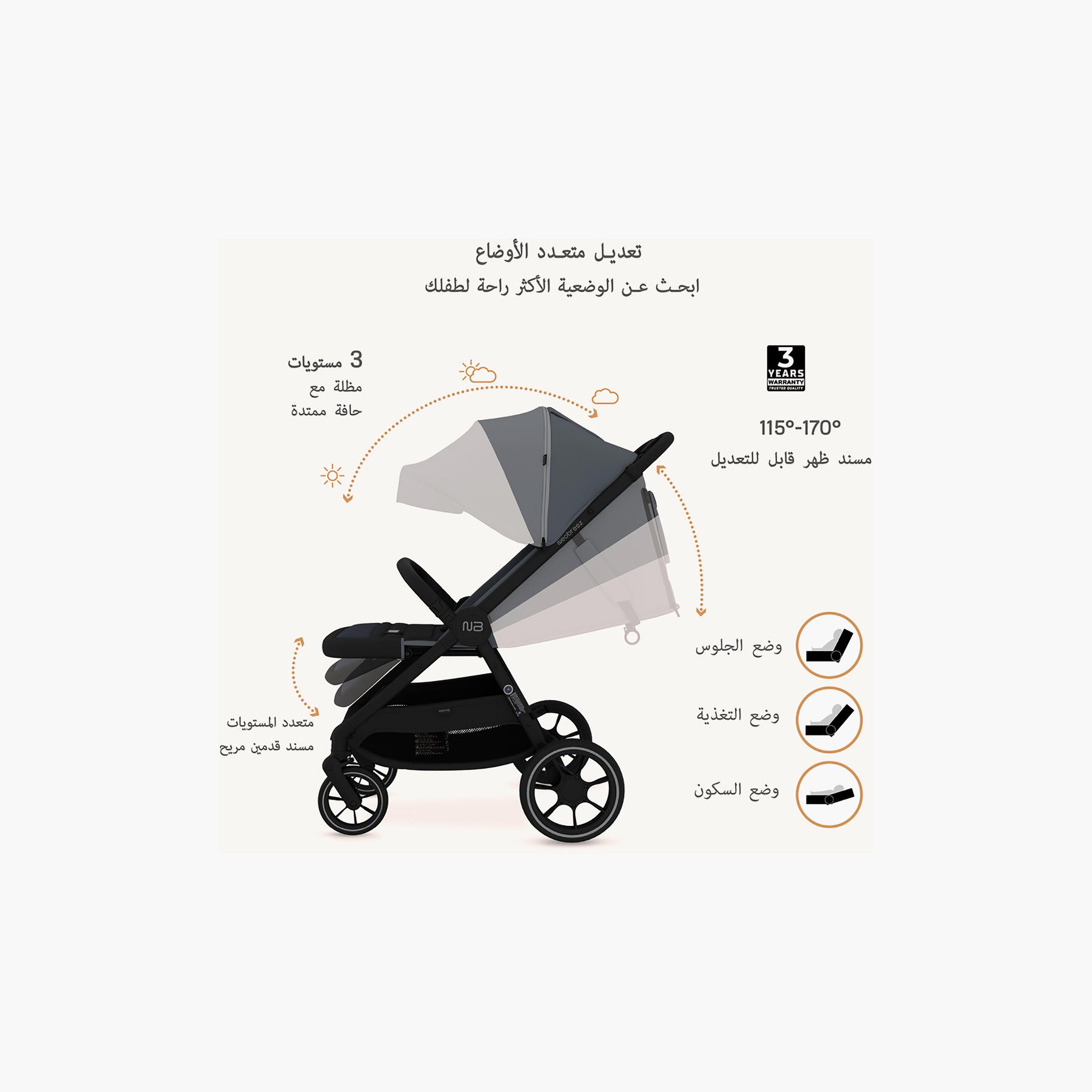 Neobreez Vento All Terrain One Hand Fold Stroller with Canopy & LED Lights - 0-4 Years - 22 kg-baby-gear-strollersandprams-strollers-image-8