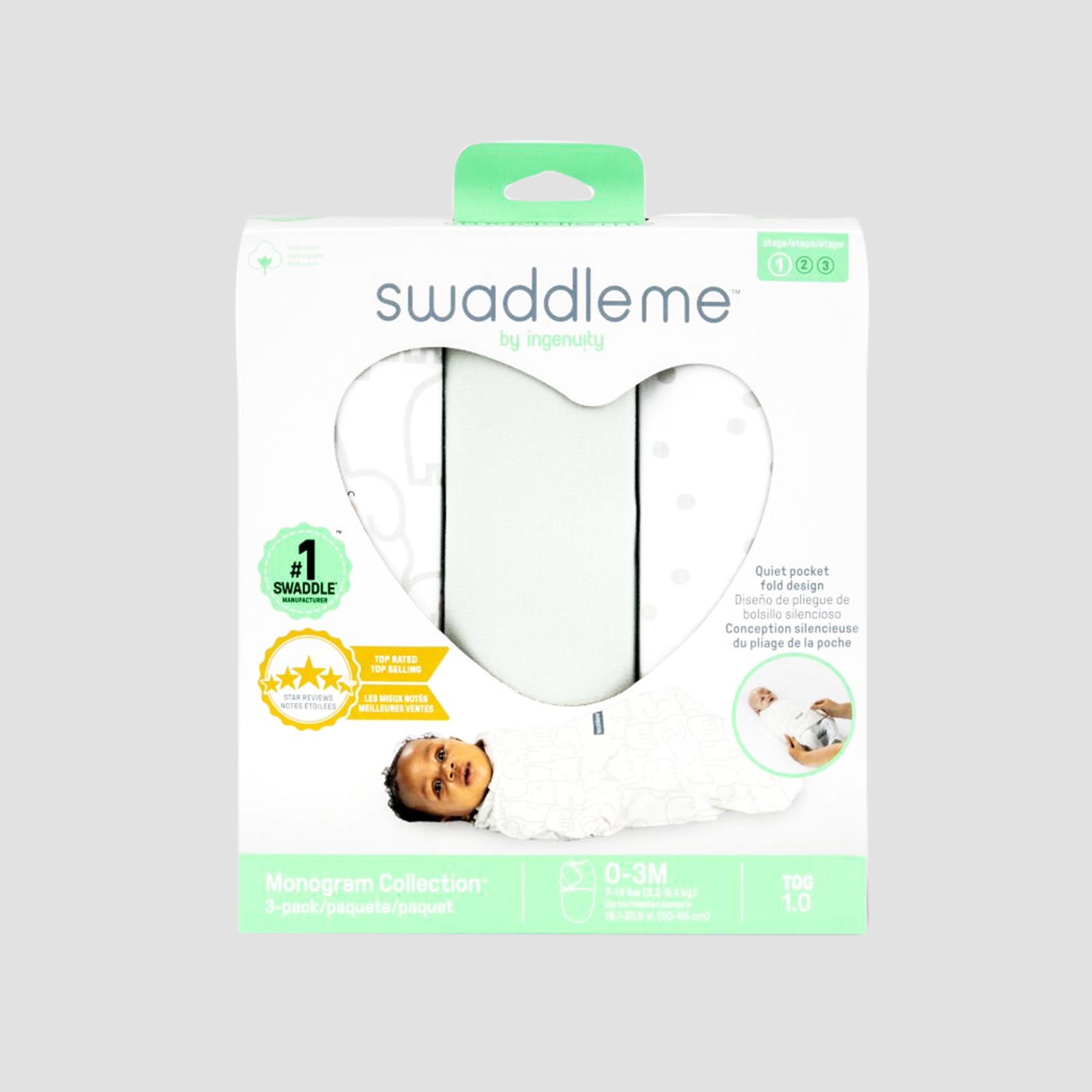 Ingenuity 3-Piece SwaddleMe Swaddle - Monogram - 0-3 Months-baby-nursery-blanketsandswaddles-swaddlesandsleepingbags-image-8