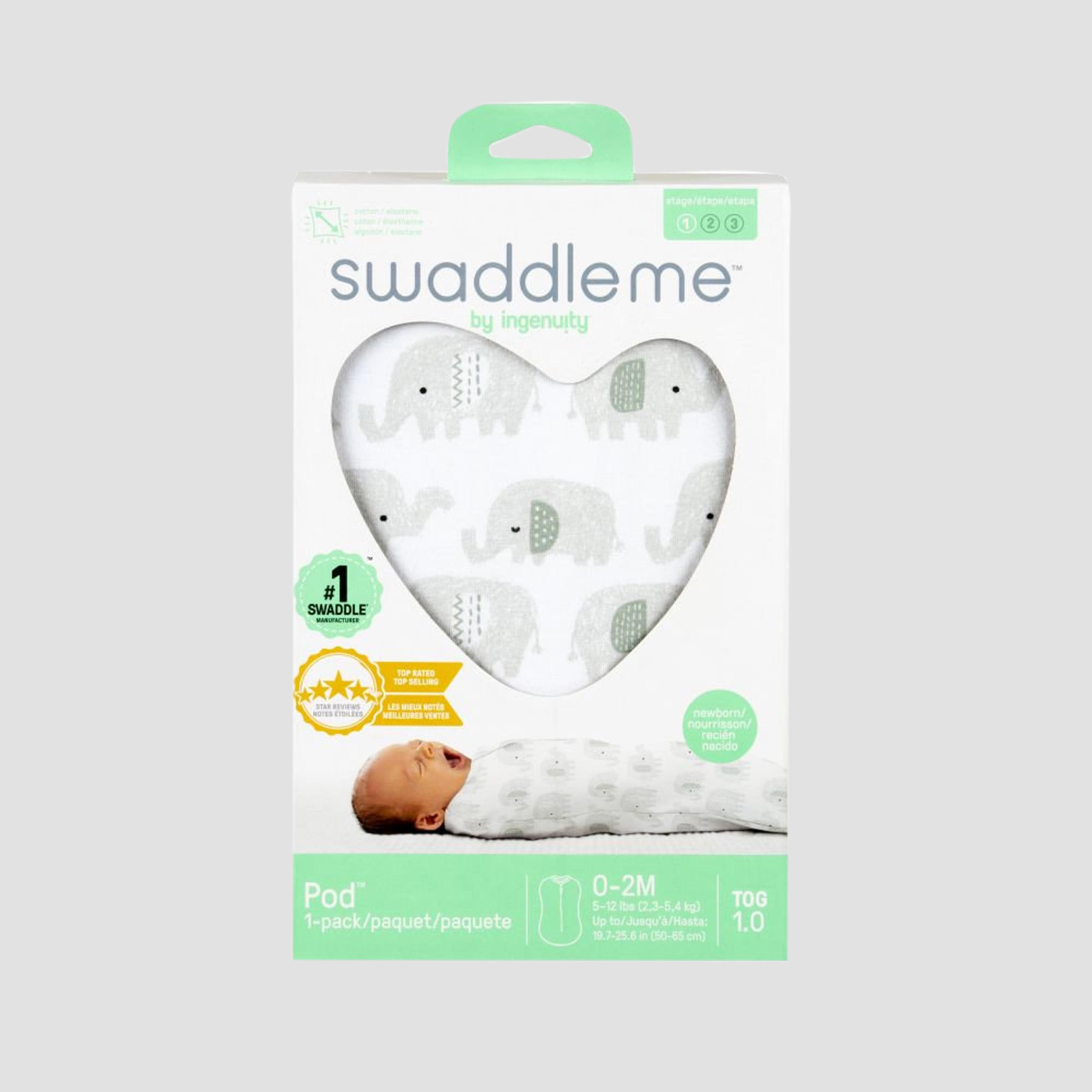 Ingenuity SwaddleMe 1.0 TOG Pod Swaddle - Scribble Elephant - 0-2 Months-baby-nursery-blanketsandswaddles-swaddlesandsleepingbags-image-3