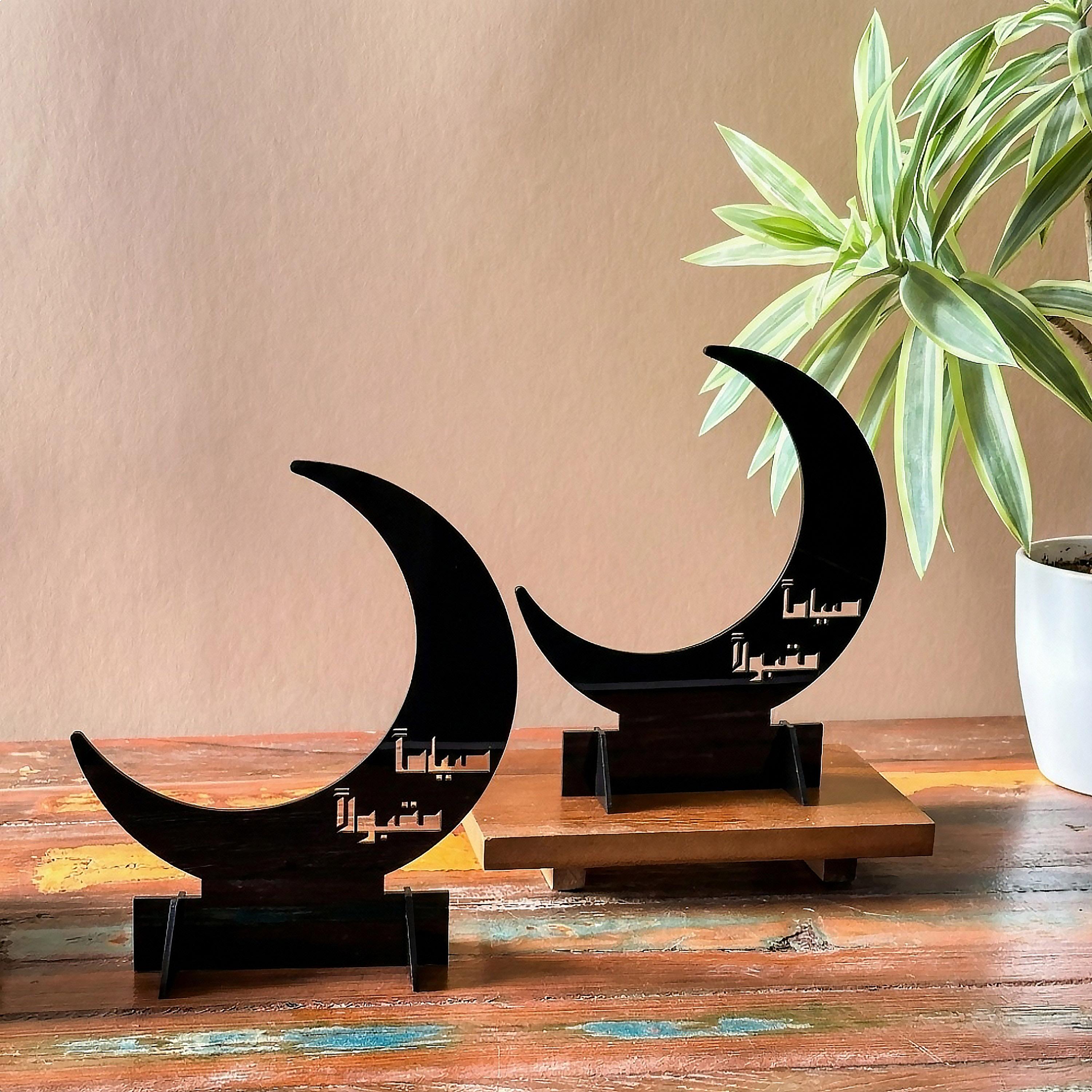 Crescent Decorative Stands, Engraved Acrylic, 17x20 cm-household-decor-decorativeobjectsandsculptures-image-3