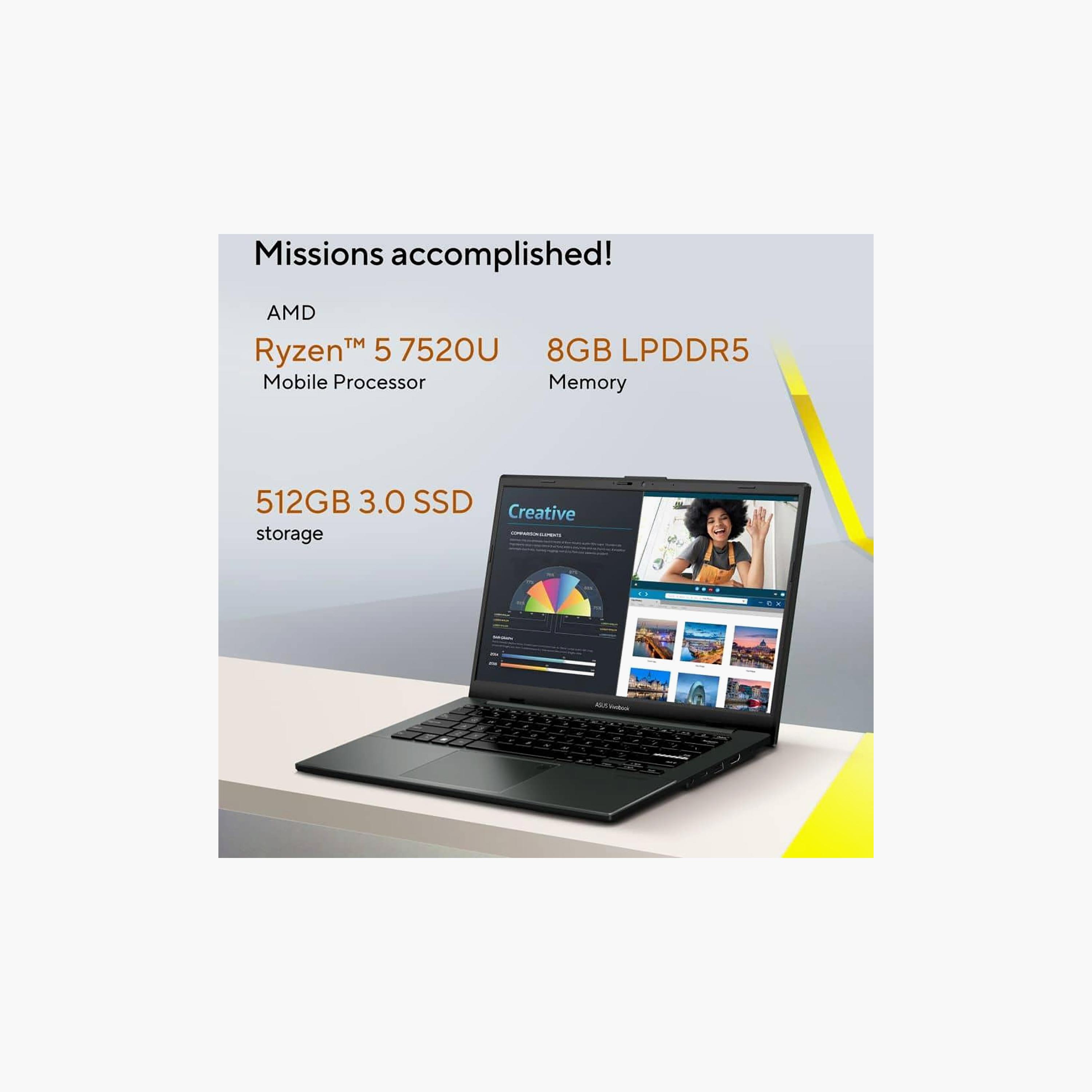 فيفوبوك جو 14 (2025) - رايزن 5-7520U 14" FHD 512 جيجا SSD 8 جيجا AMD Radeon ويندوز 11 Ar/En من أسوس-electronics-laptops-image-2