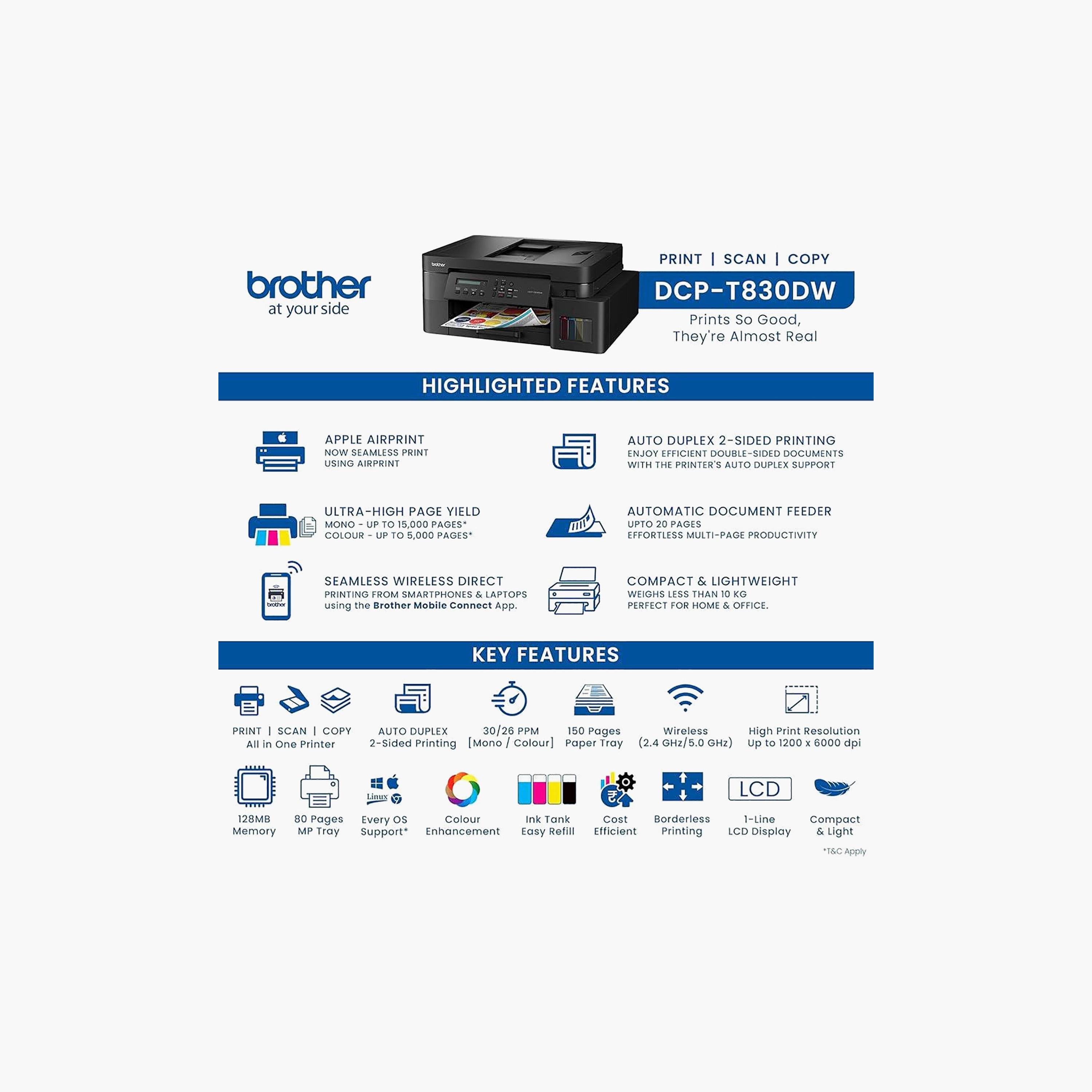 Brother All In One High Speed Multi Fucnction Wireless Ink Tank Printer Black | DCP-T830DW-electronics-accessories-computeraccesories-image-8