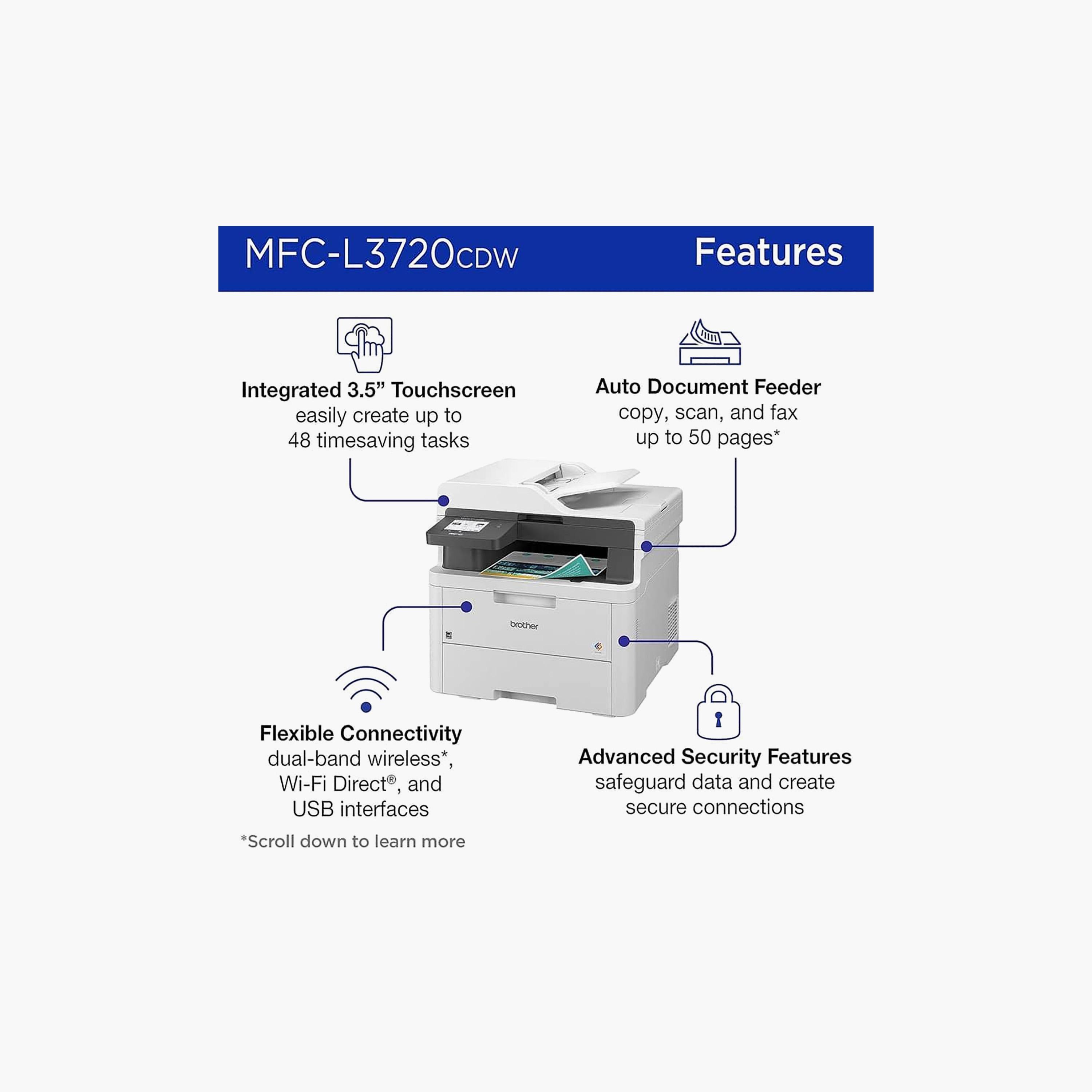 Brother All-in-One Color Laser Printer with Touch Screen White | MFC-L3720CDW-electronics-accessories-computeraccesories-image-3