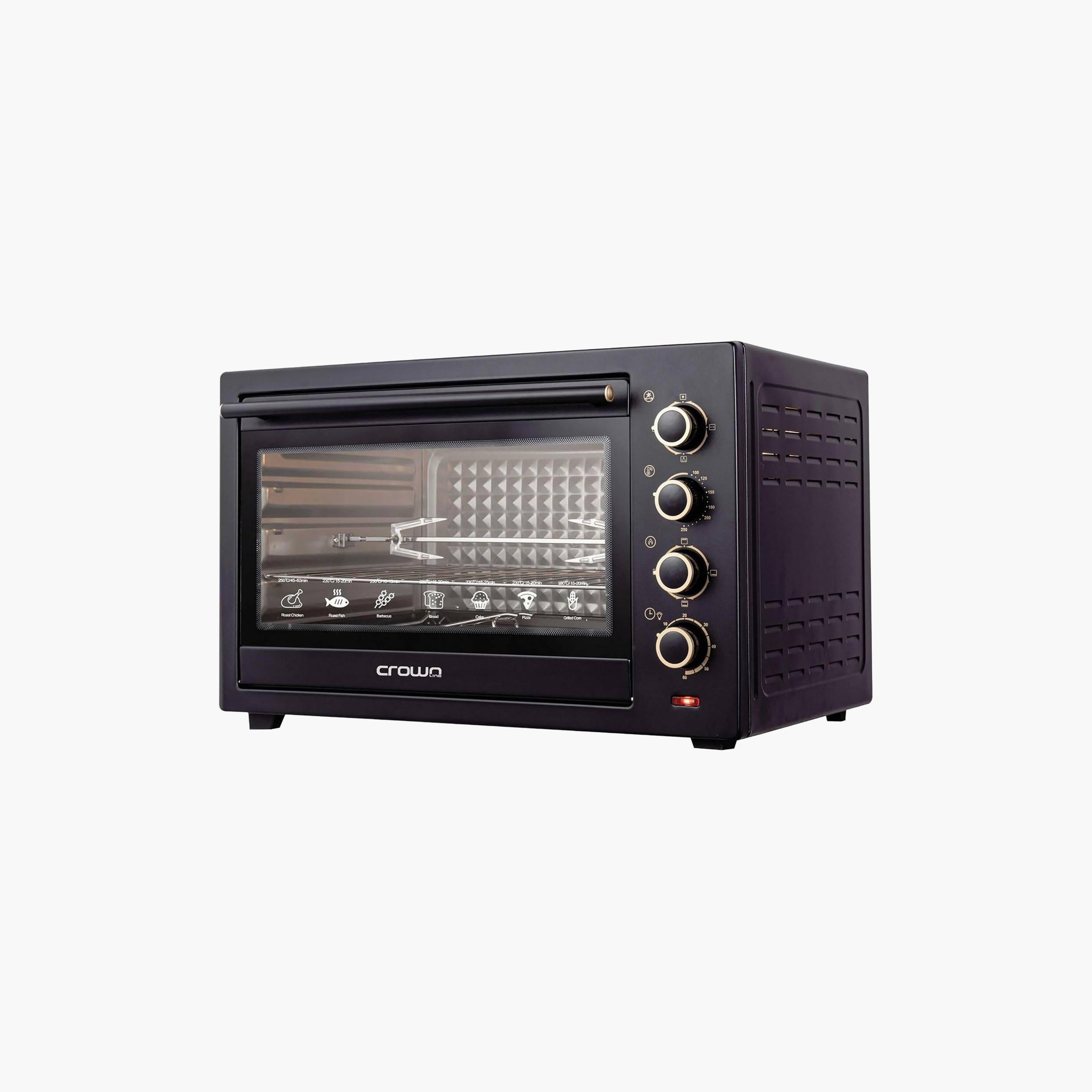 Crownline 60L Electric Oven, 2000W, Double Grill, Convection, Rotisserie, 250°C, Glass Door|EO-438-household-appliances-kitchenappliances-microwavesandovens-image-1
