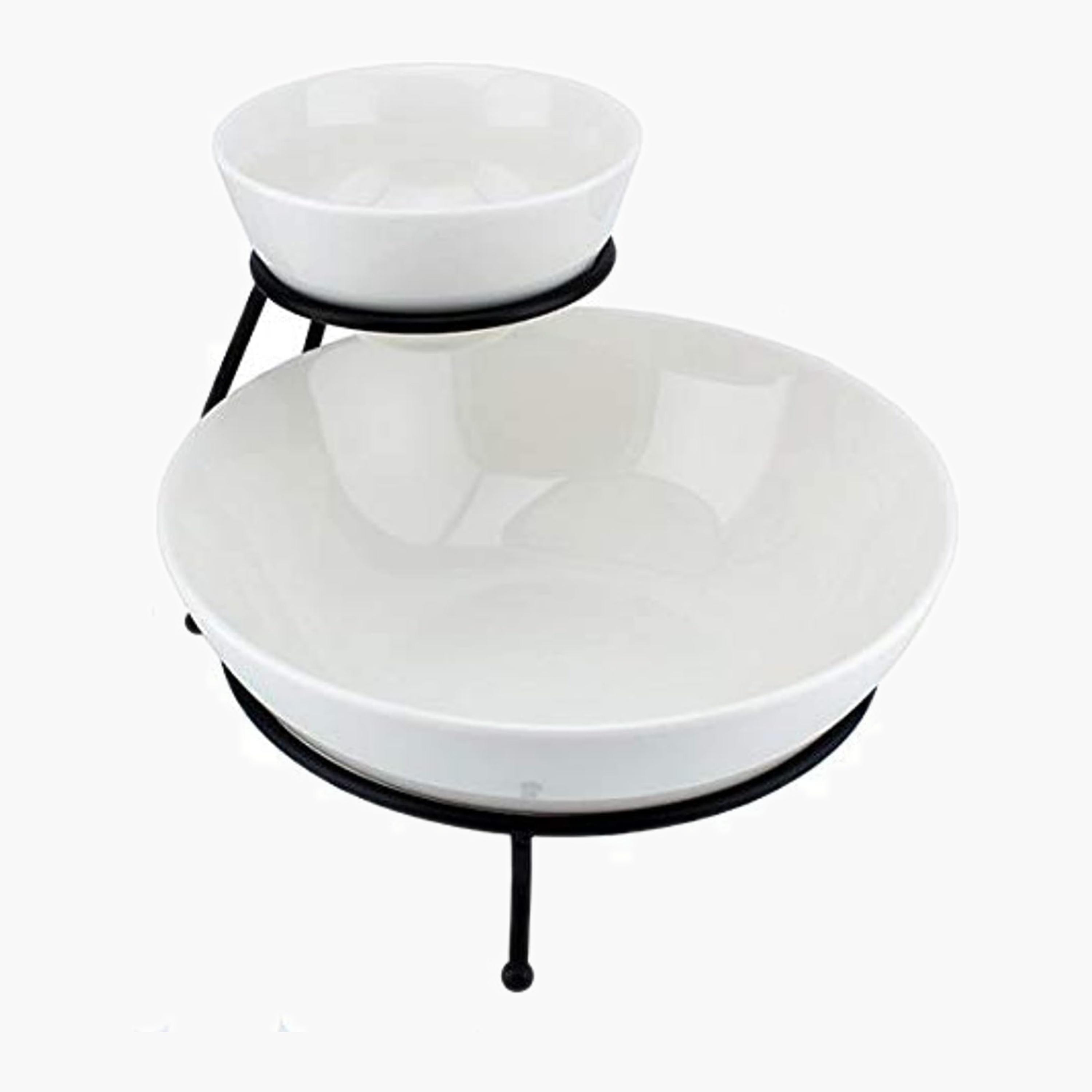 Shallow 2 Two Tier Porcelain Chip and Dip-household-dining-dinnerware-bowls-image-2