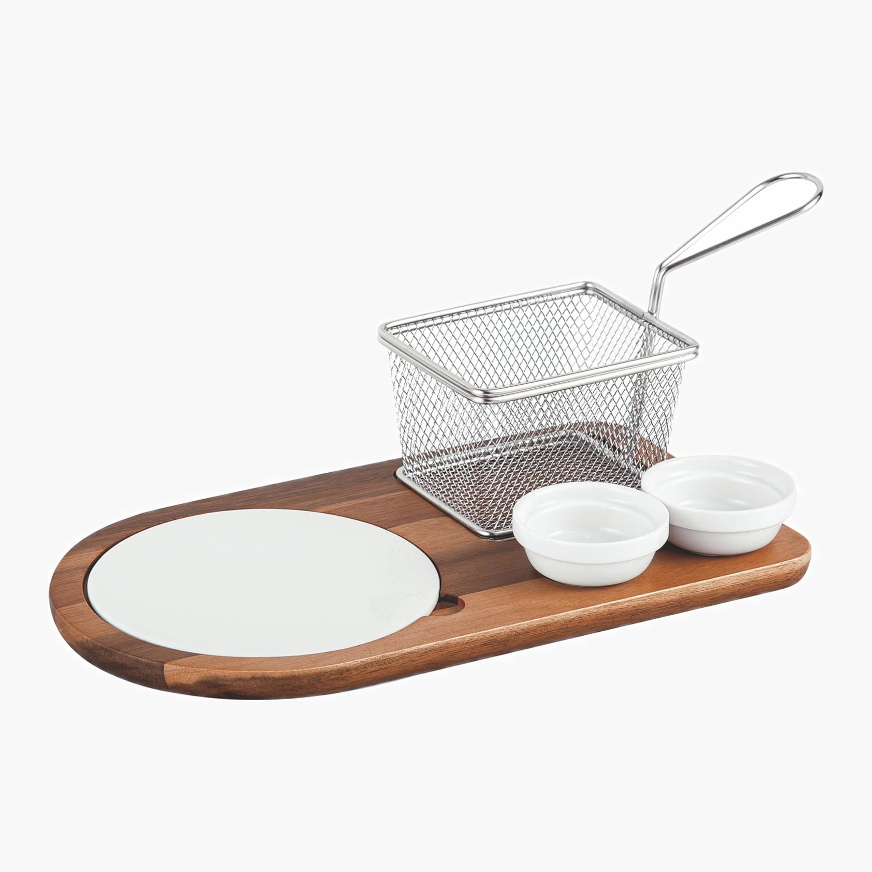 Shallow Acacia Wood Porcelain Serving Set-household-dining-serveware-servingplatters-image-3