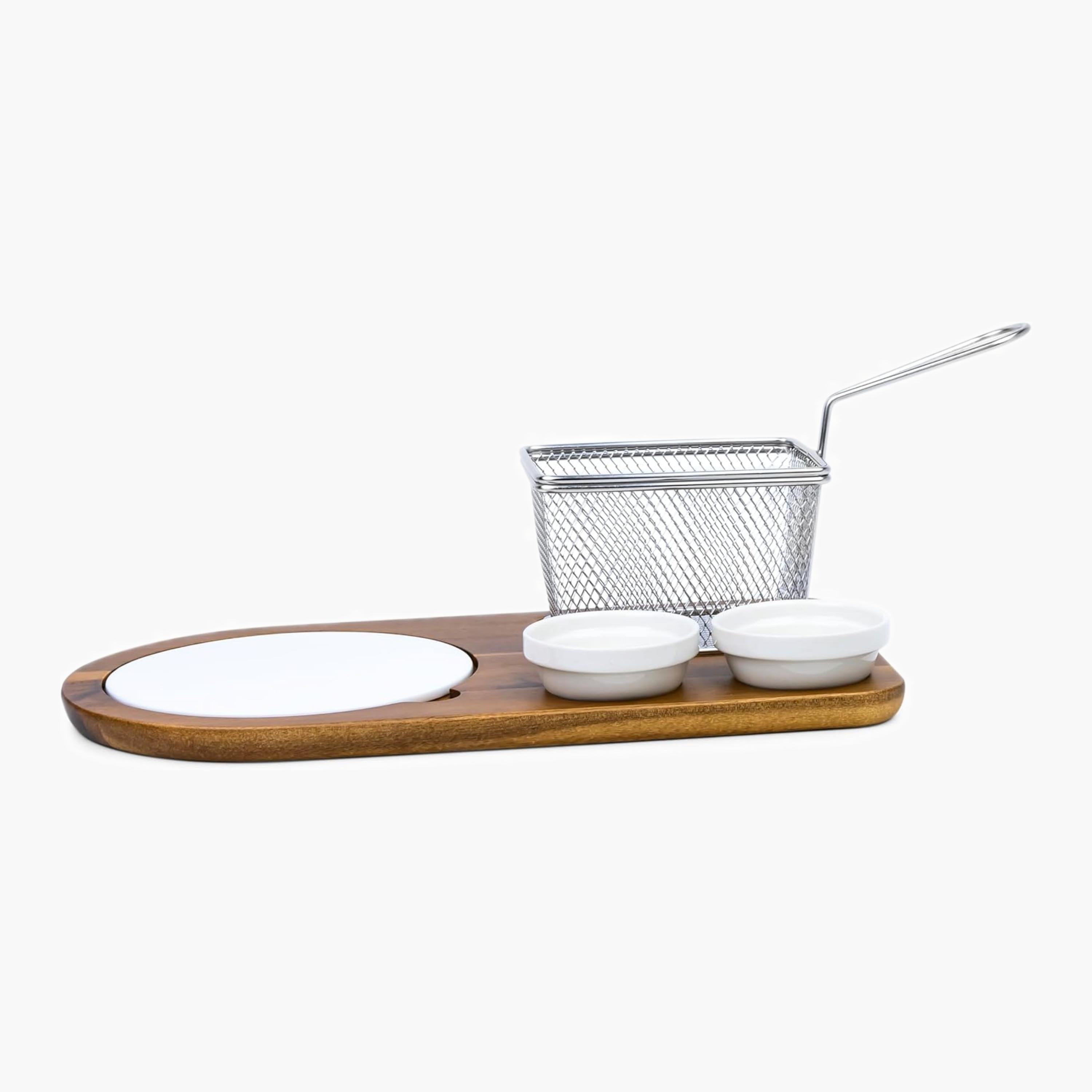 Shallow Acacia Wood Porcelain Serving Set-household-dining-serveware-servingplatters-image-4