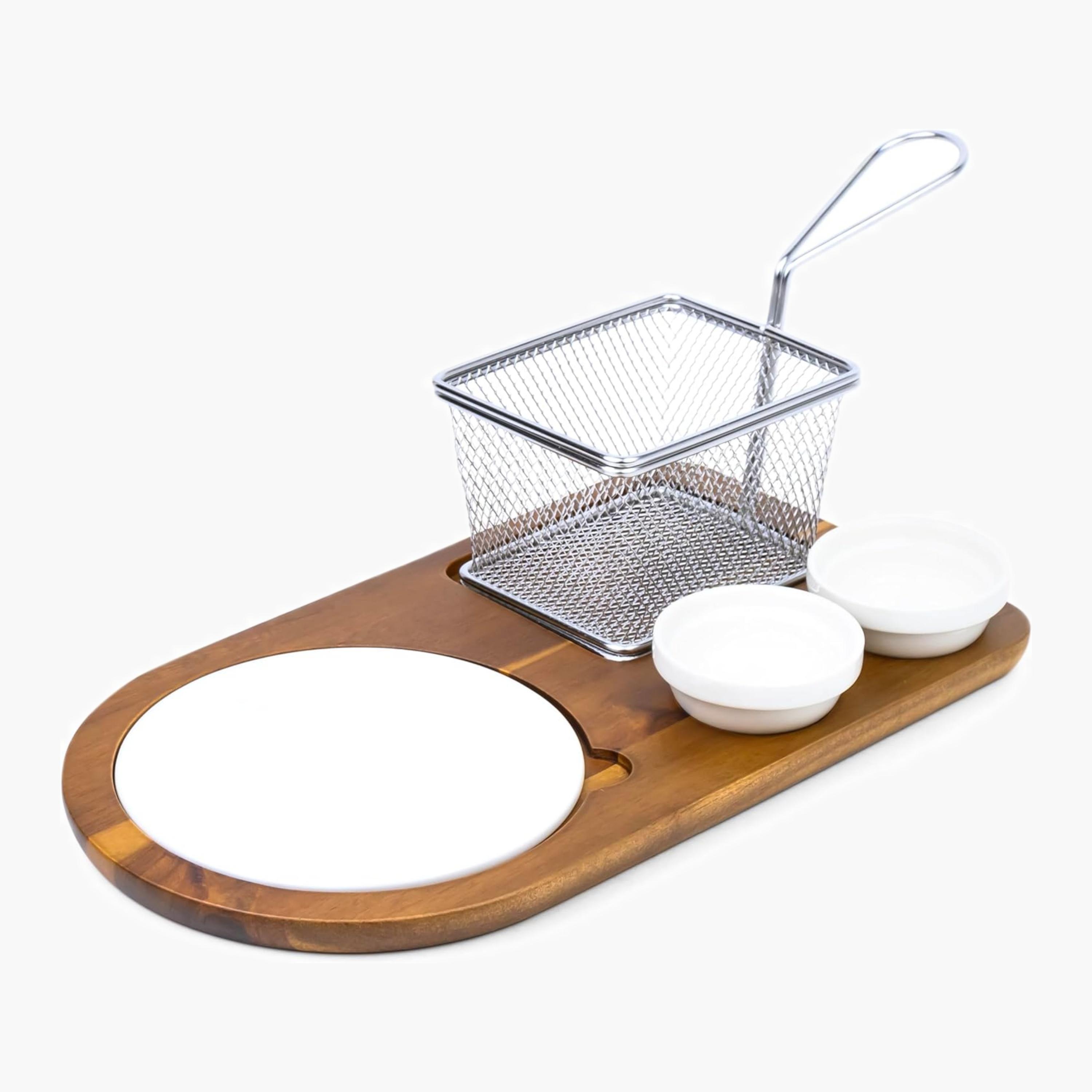 Shallow Acacia Wood Porcelain Serving Set-household-dining-serveware-servingplatters-image-5