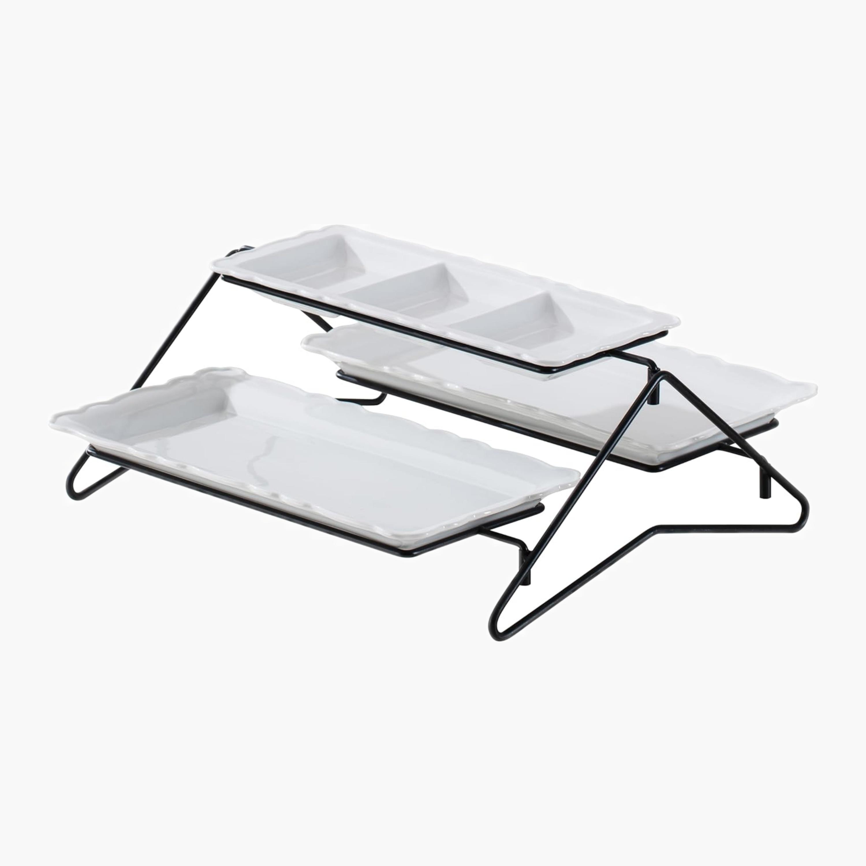 Shallow Elegant Two-Tier Rectangular Serving Stand-household-dining-serveware-chipsanddip-image-1