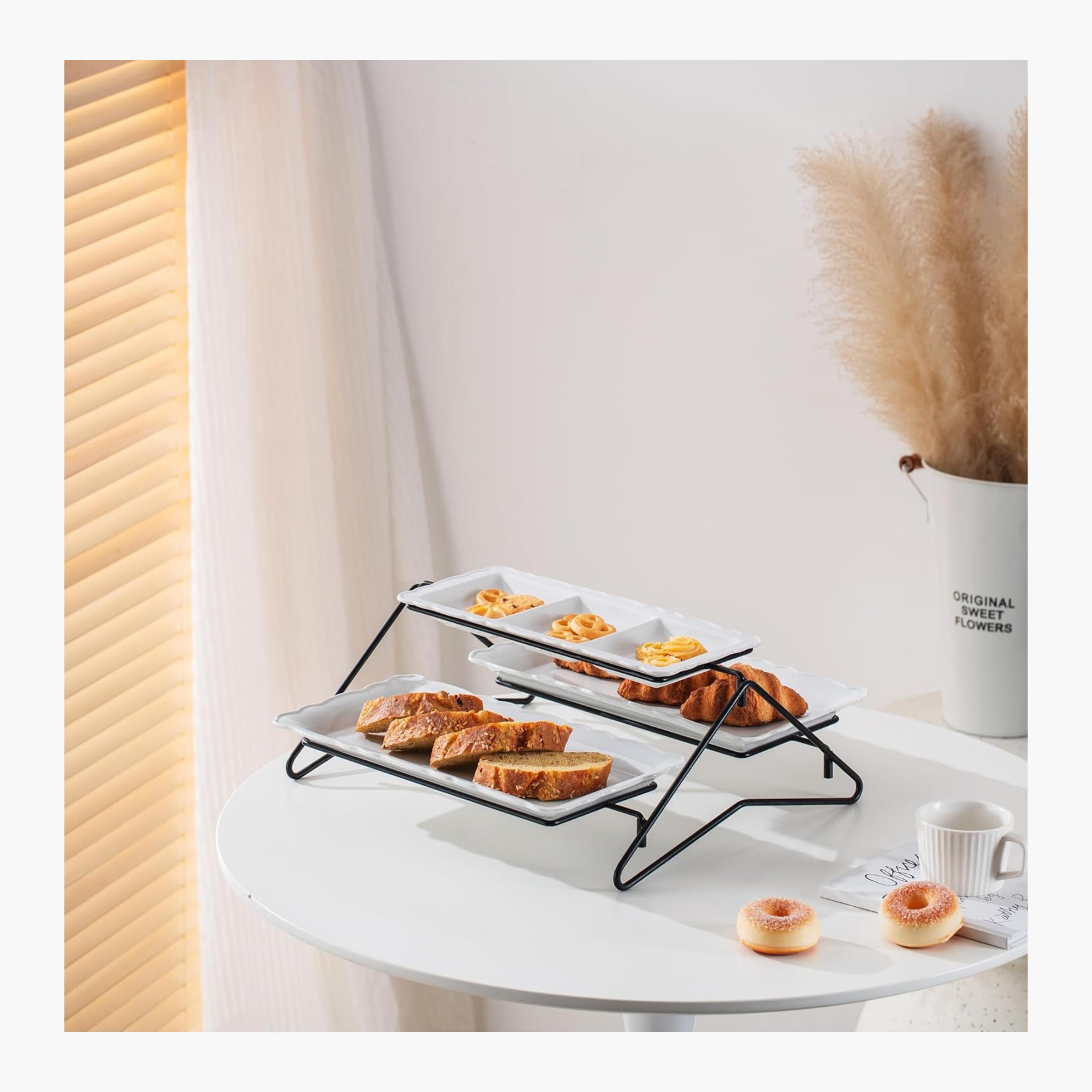 Shallow Elegant Two-Tier Rectangular Serving Stand-household-dining-serveware-chipsanddip-image-2