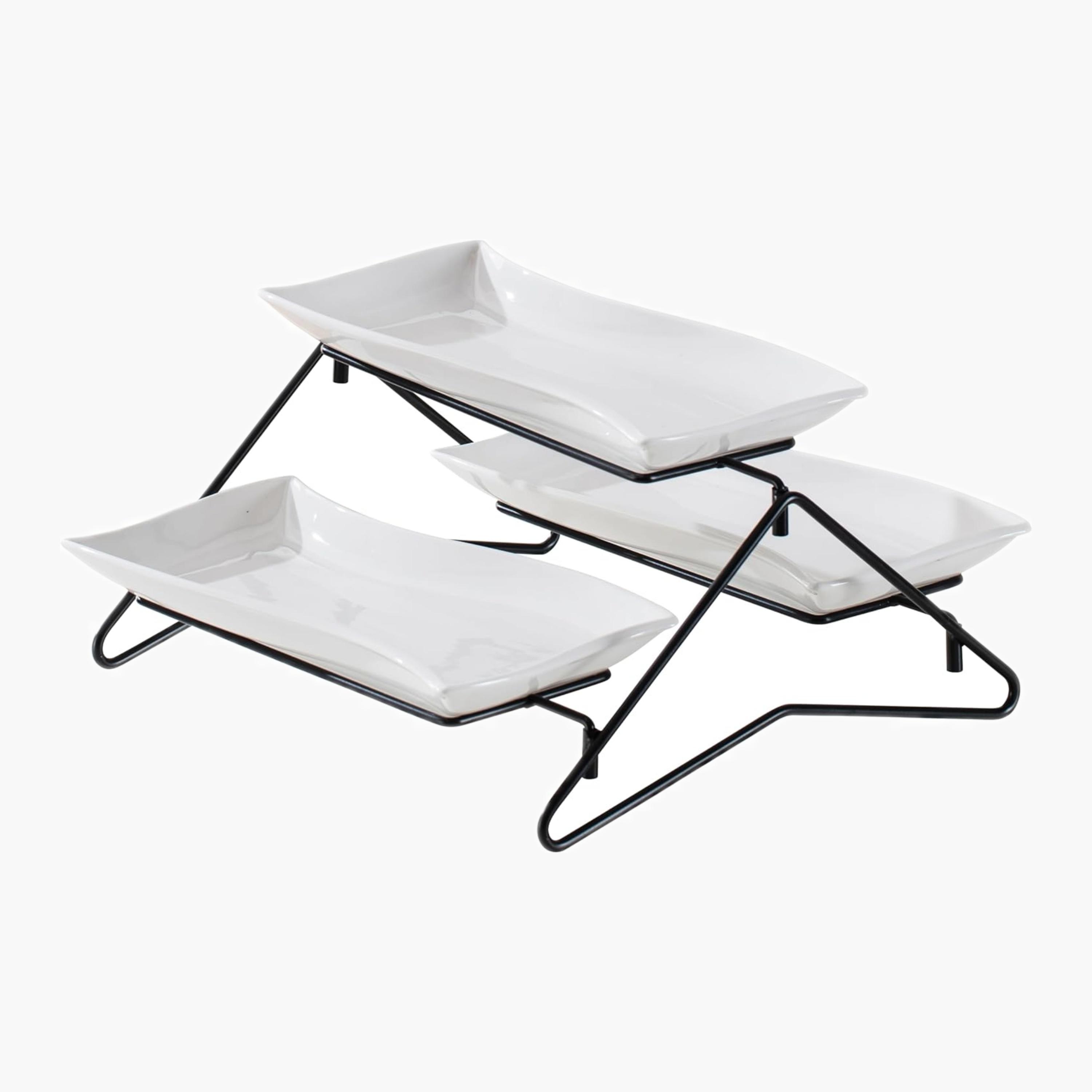 Shallow Elegant Elegant Porcelain Two-Tier Serving Stand-household-dining-serveware-servingplatters-image-3