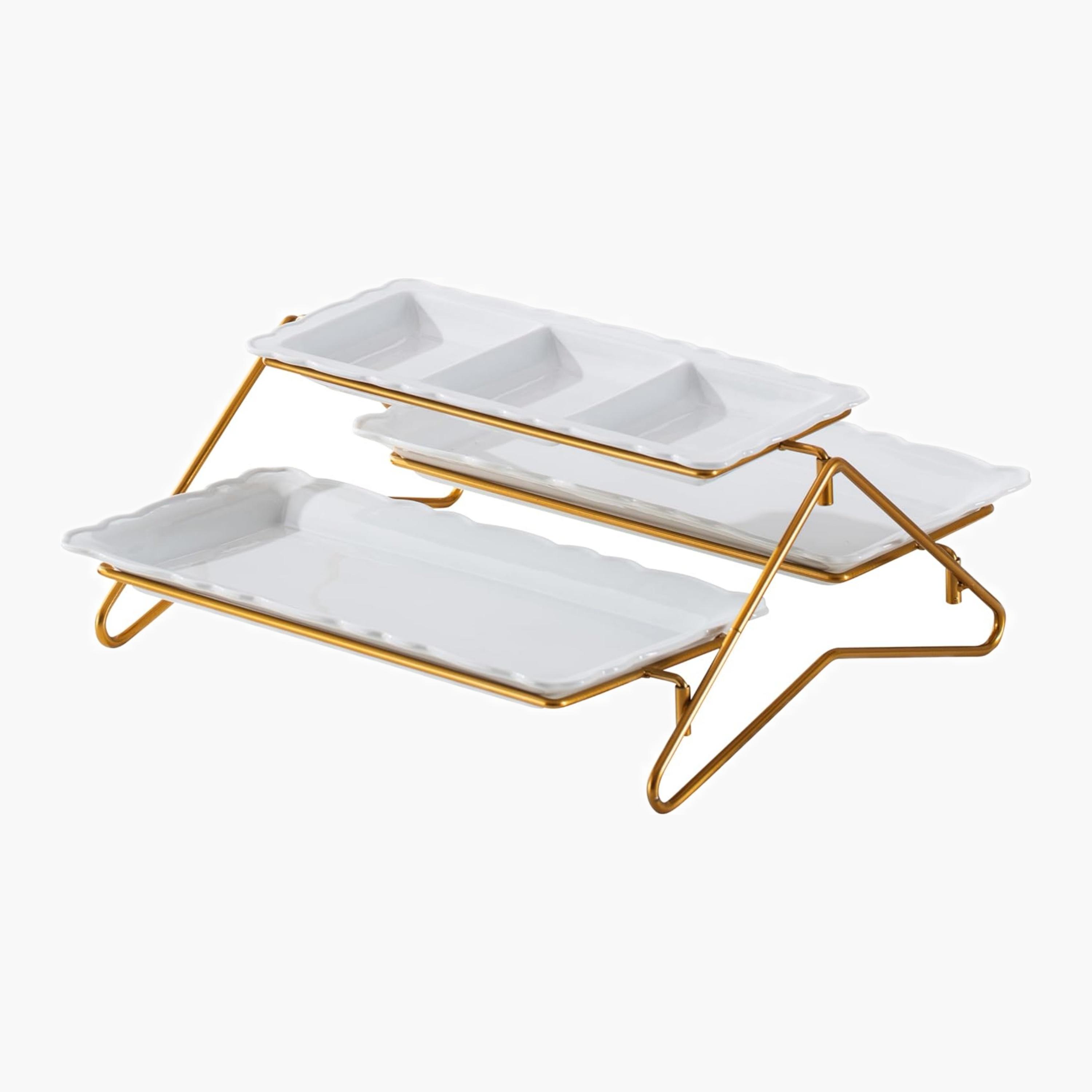 Shallow Elegant Two-Tier Porcelain Serving Platter-household-dining-serveware-servingplatters-image-1
