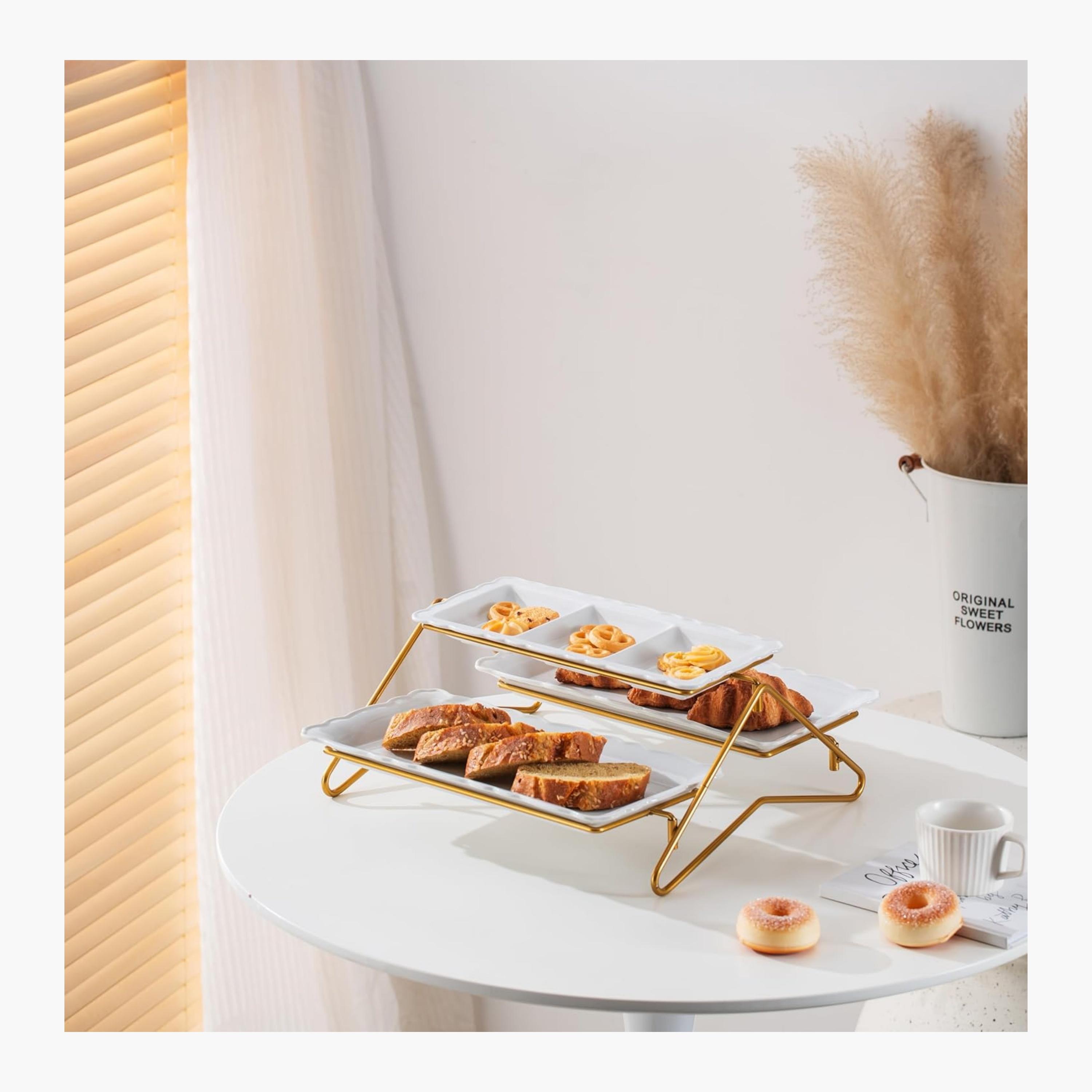Shallow Elegant Two-Tier Porcelain Serving Platter-household-dining-serveware-servingplatters-image-2