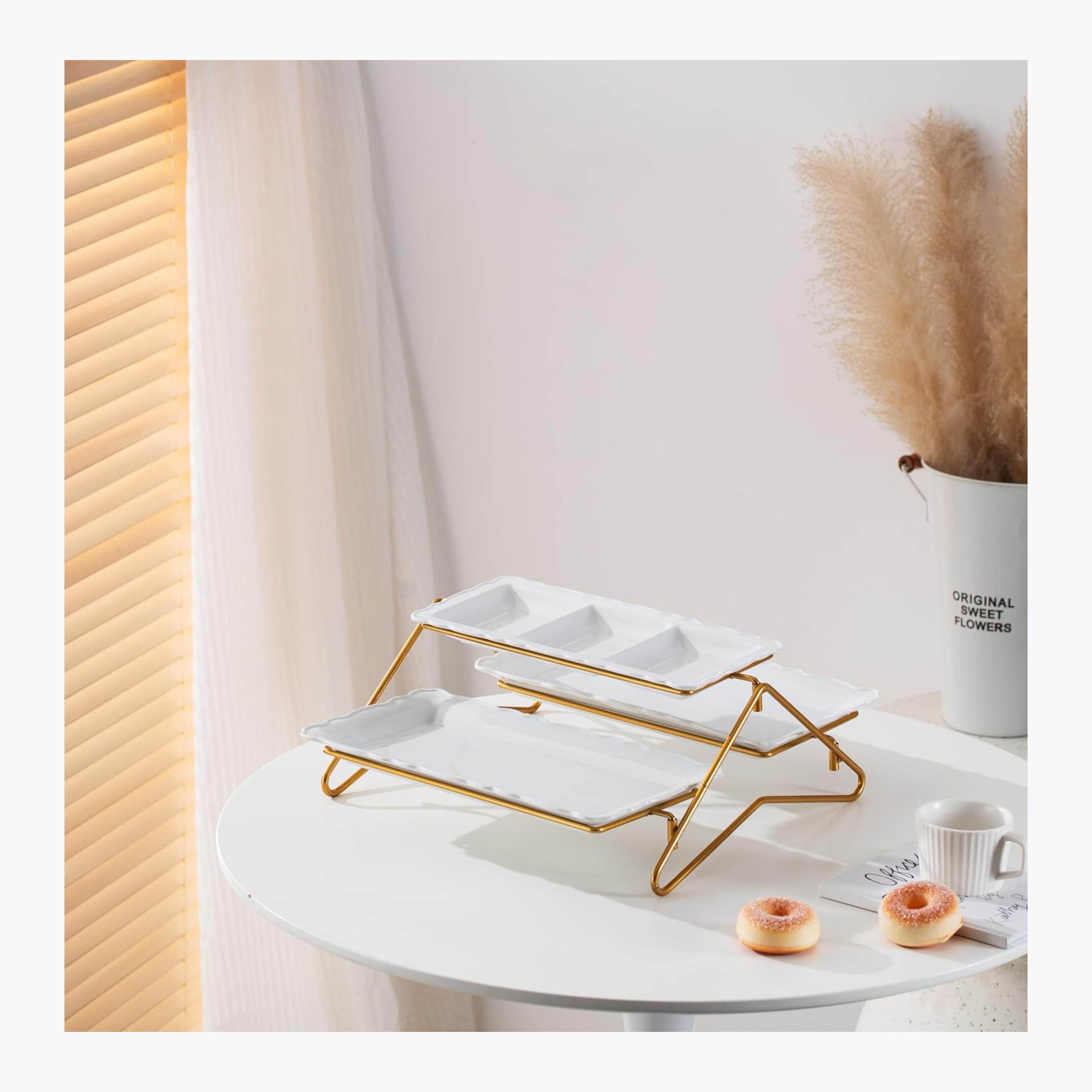 Shallow Elegant Two-Tier Porcelain Serving Platter-household-dining-serveware-servingplatters-image-3