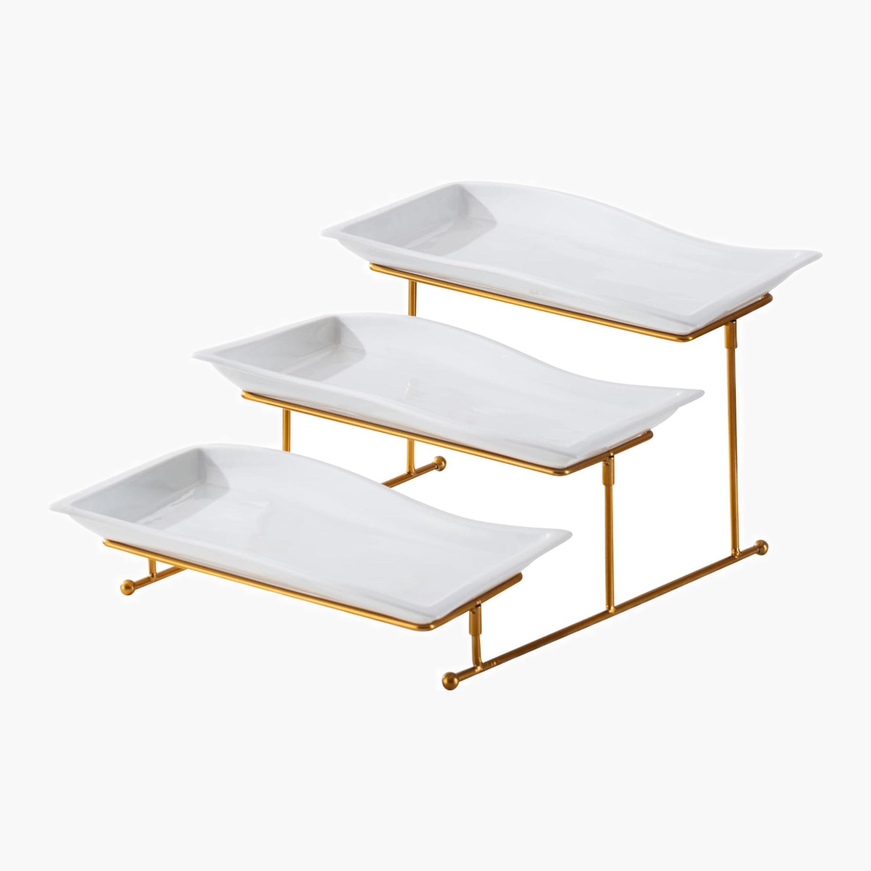 Shallow Elegant Three-Tier Porcelain Serving Stand-household-dining-serveware-servingtrays-image-3