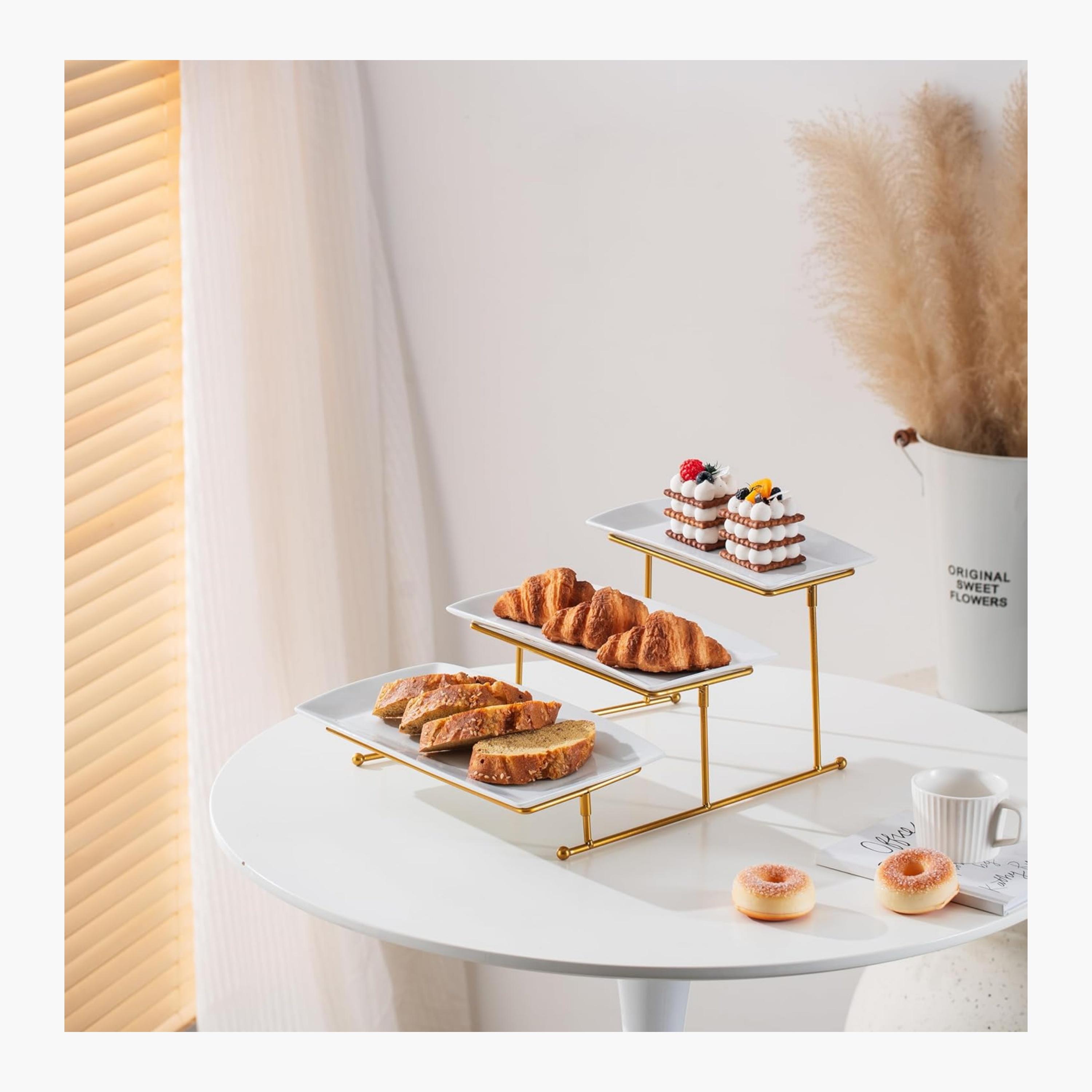 Shallow Elegant Porcelain 3-Tier Serving Platter-household-dining-serveware-servingplatters-image-1
