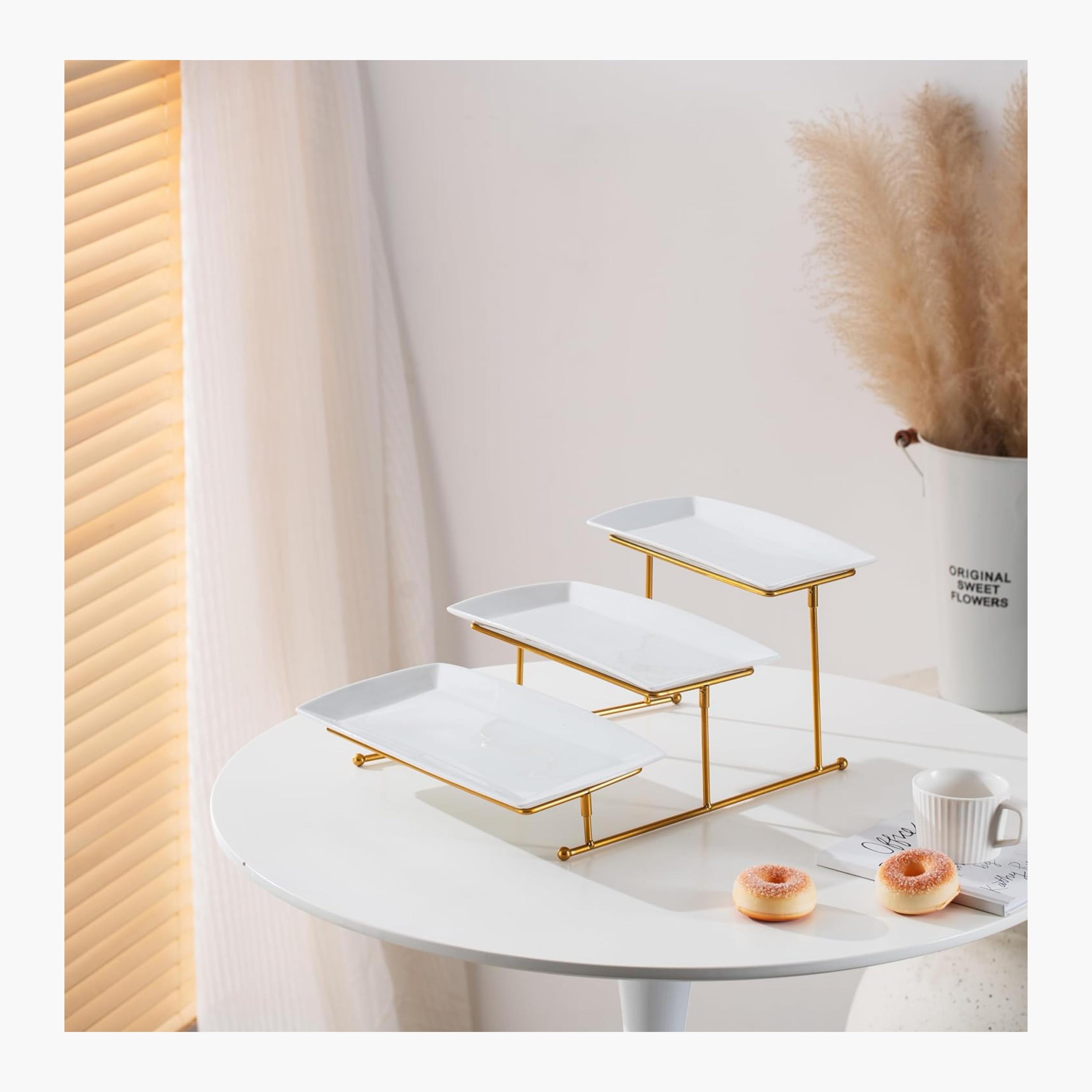 Shallow Elegant Porcelain 3-Tier Serving Platter-household-dining-serveware-servingplatters-image-2