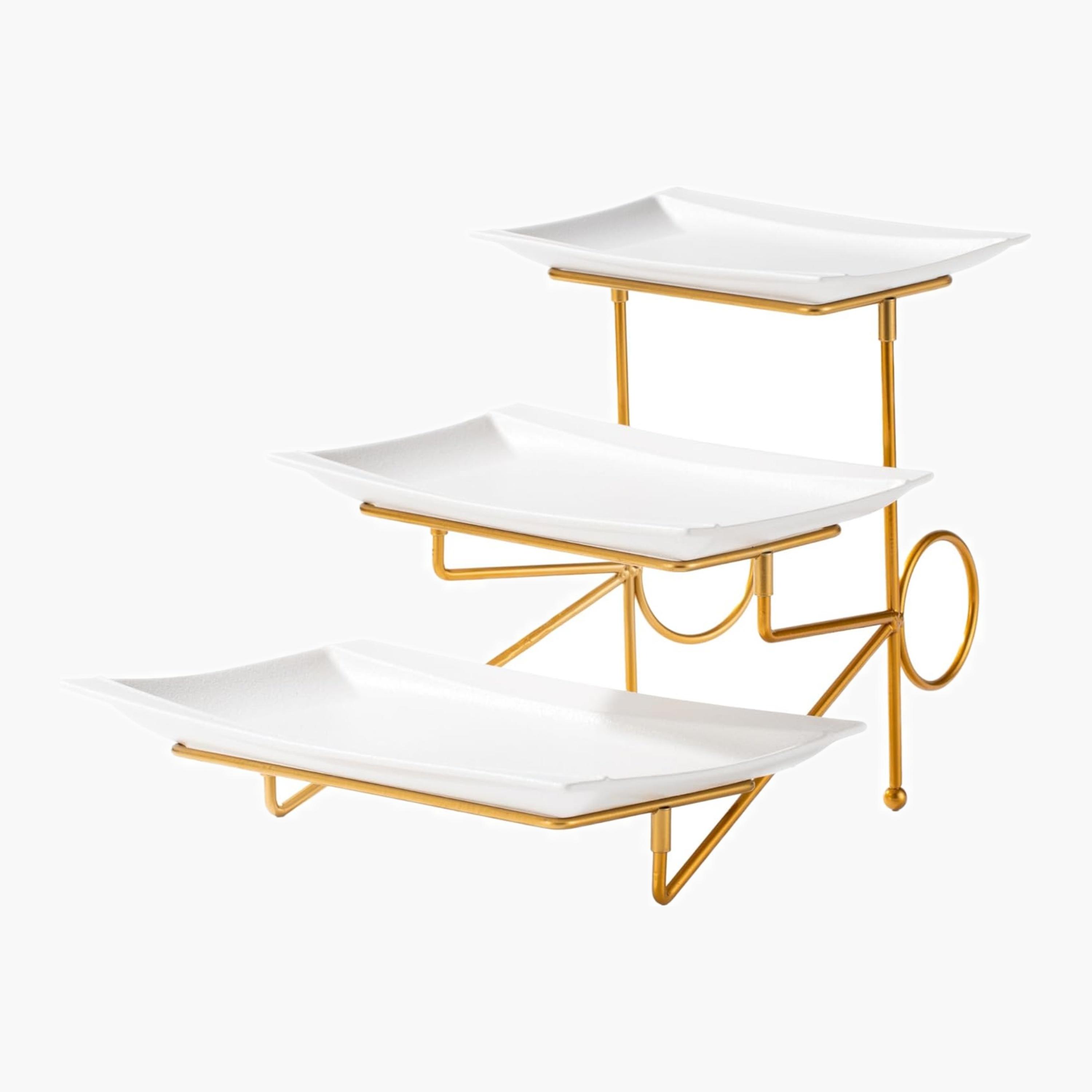 Shallow Elegant Rectangular Three-Tier Serving Stand-household-dining-serveware-servingplatters-image-1