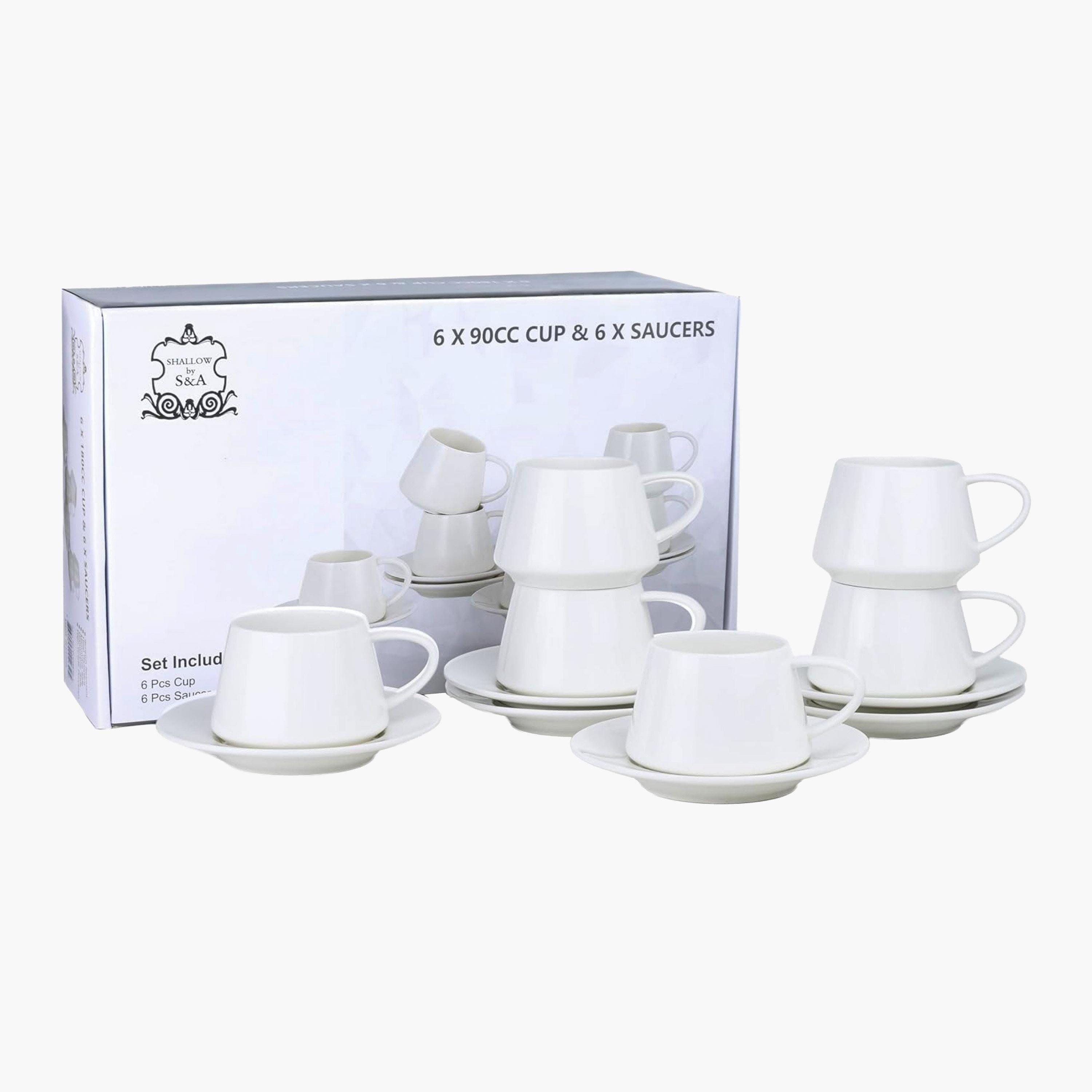 Shallow Elegant Porcelain Coffee Cup Saucer Set-household-dining-teaandcoffee-teaandcoffeesets-image-4