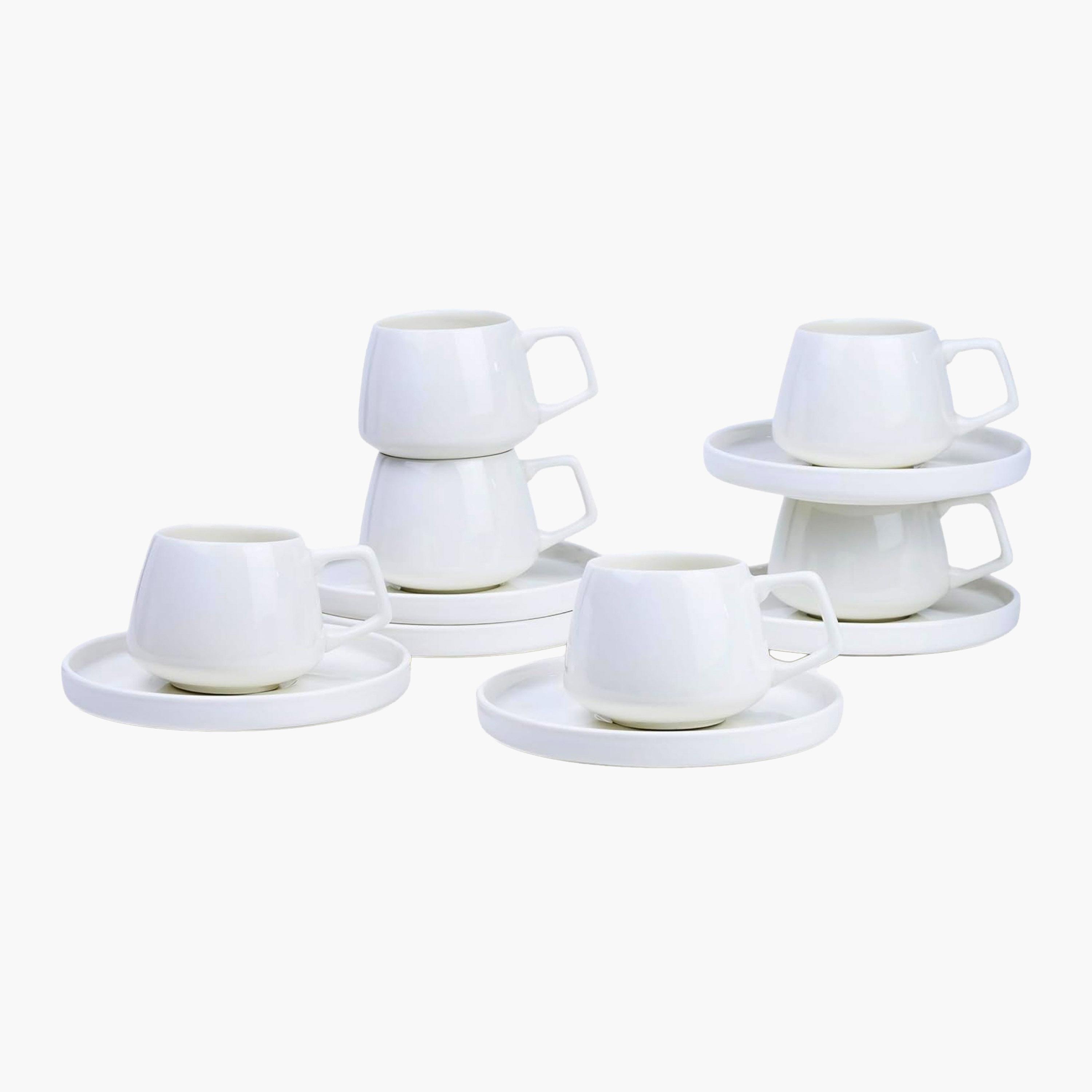 Shallow New White Ceramic Coffee Cup Saucer Set-household-dining-teaandcoffee-teaandcoffeesets-image-4