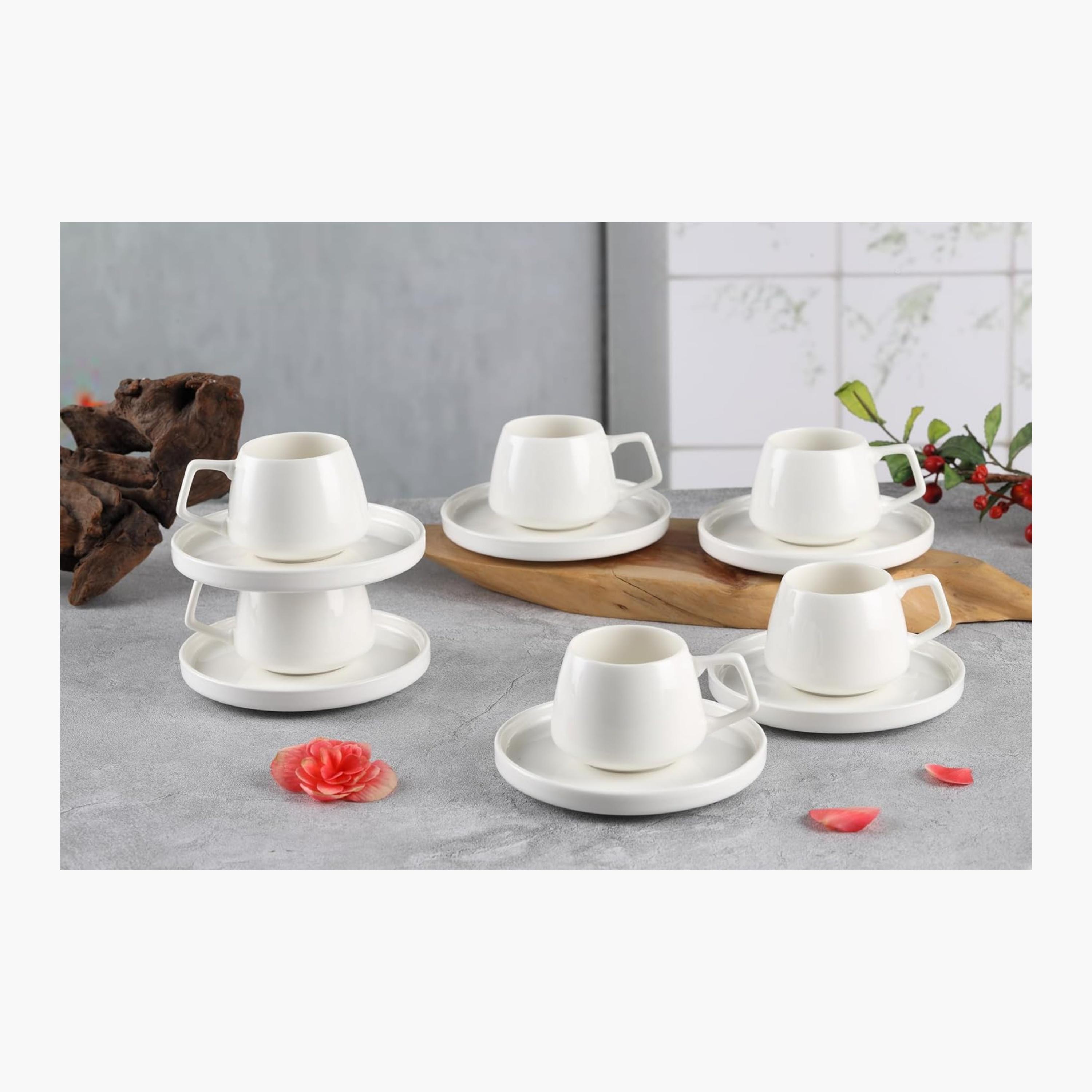 Shallow New White Ceramic Coffee Cup Saucer Set-household-dining-teaandcoffee-teaandcoffeesets-image-6