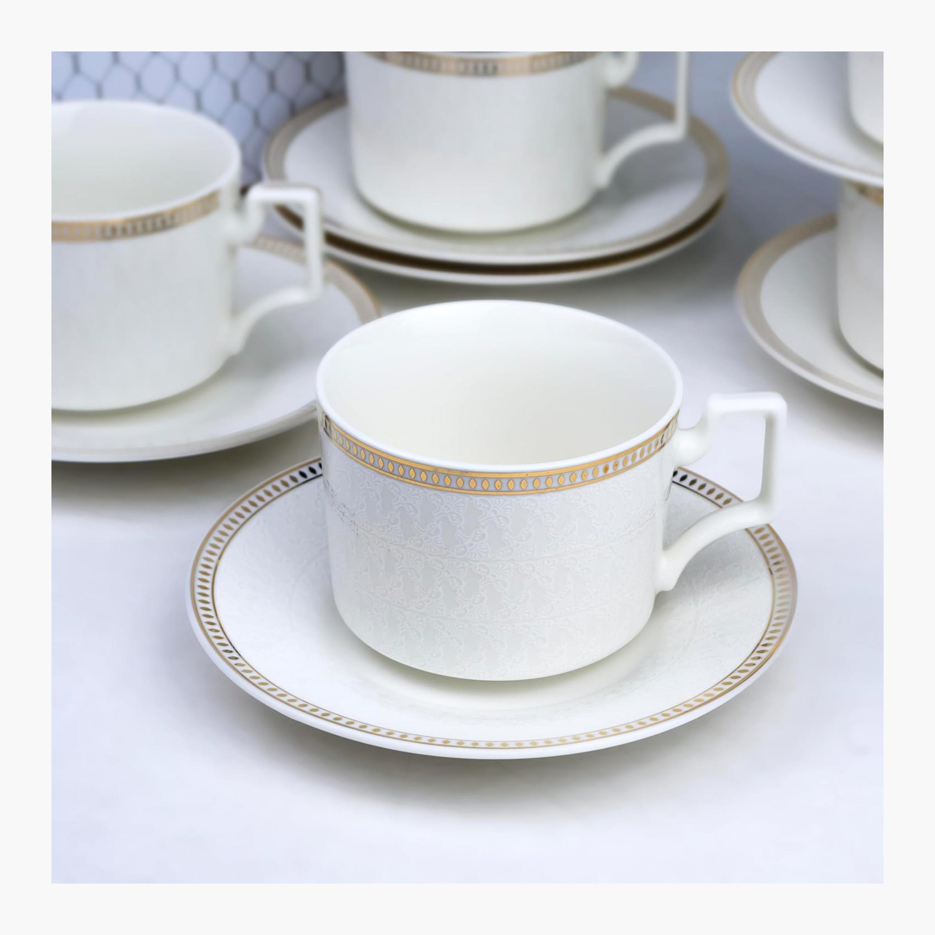 Shallow New White Porcelain Coffee Cup Set, Six Pieces-household-dining-teaandcoffee-teaandcoffeesets-image-4