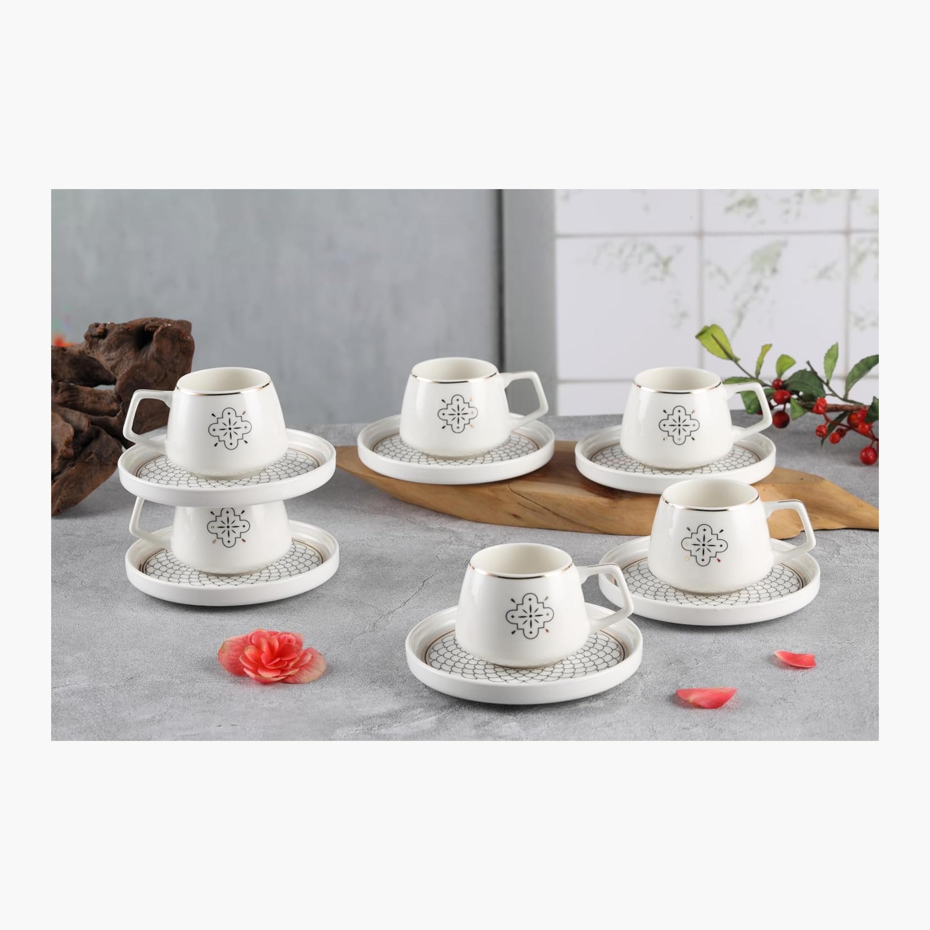 Shallow New Patterned Ceramic Coffee Cup and Saucer Set-household-dining-teaandcoffee-teaandcoffeesets-image-1