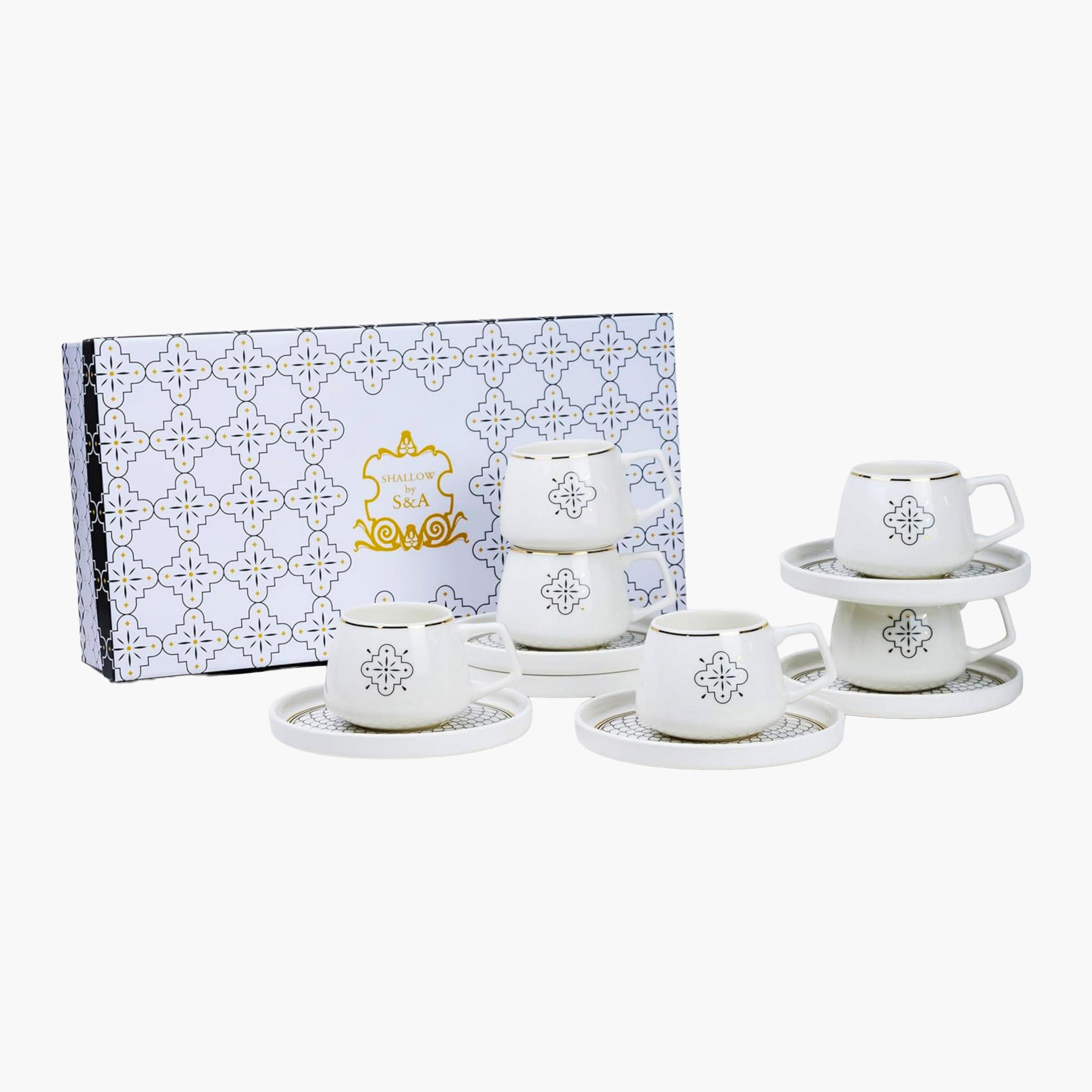 Shallow New Patterned Ceramic Coffee Cup and Saucer Set-household-dining-teaandcoffee-teaandcoffeesets-image-4