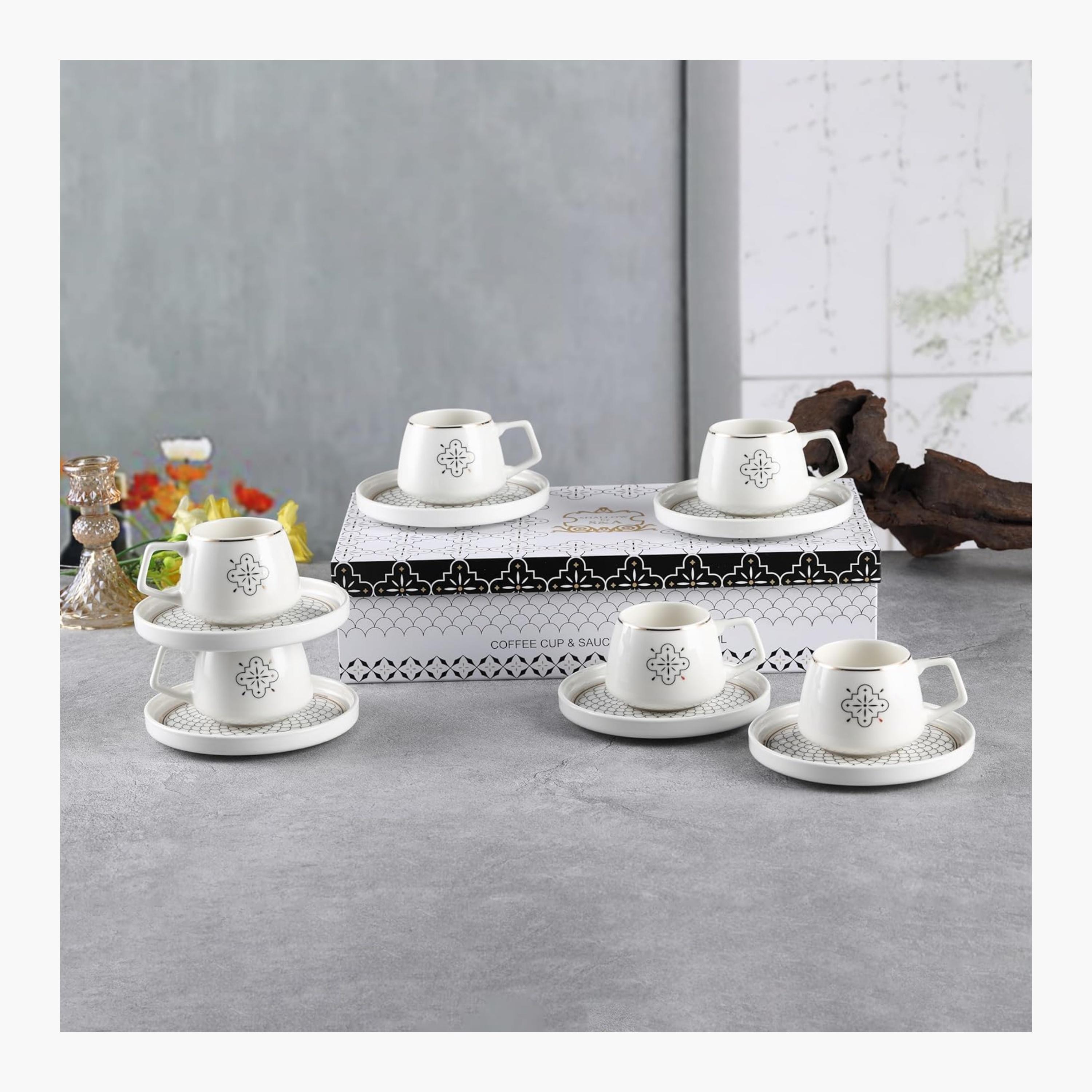 Shallow New Patterned Ceramic Coffee Cup and Saucer Set-household-dining-teaandcoffee-teaandcoffeesets-image-5