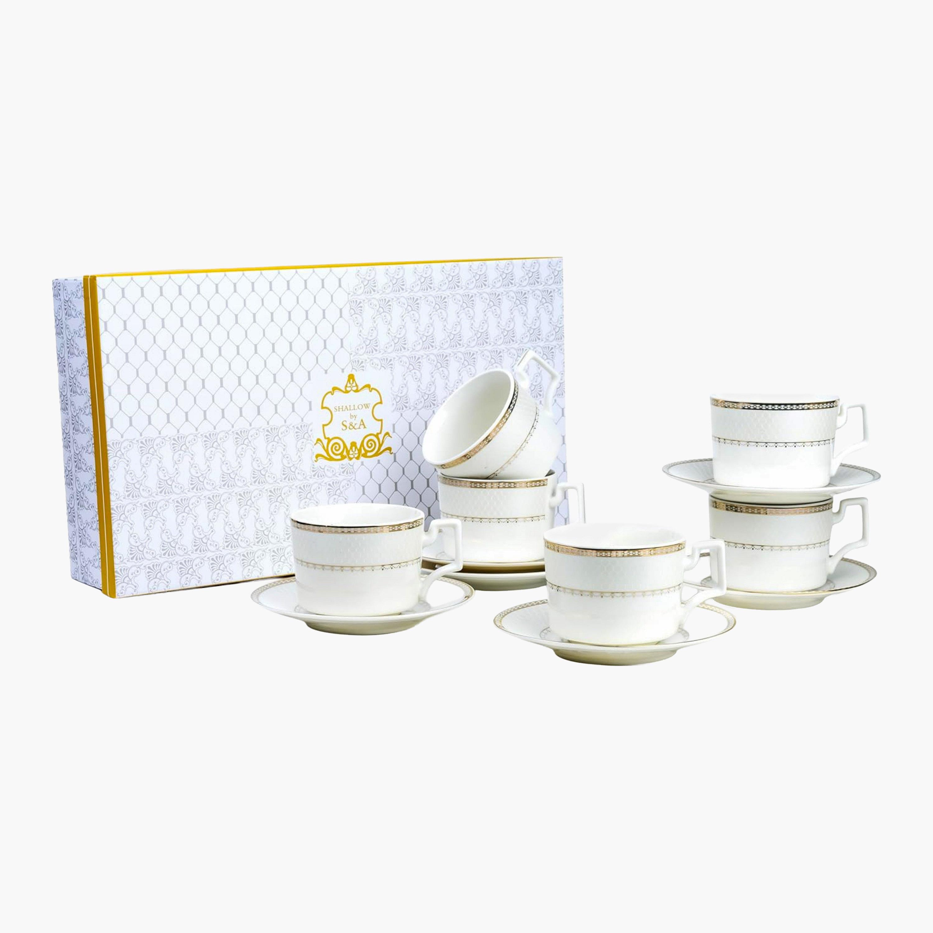 Shallow New Patterned Bone China Coffee Cup Set-household-dining-teaandcoffee-teaandcoffeesets-image-3