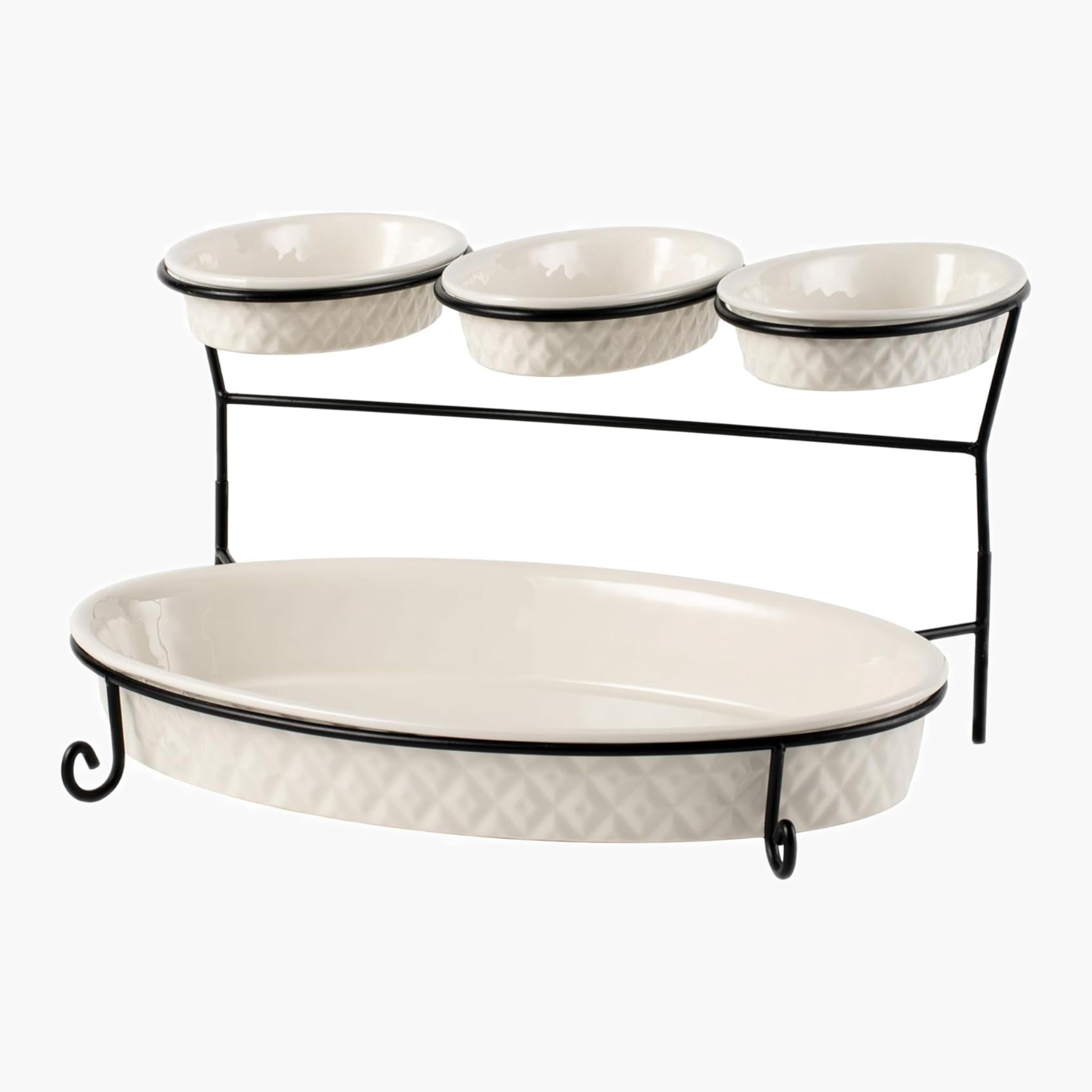 Shallow Porcelain Porcelain 2-Tier Oval Serving Set-household-dining-serveware-servingplatters-image-1