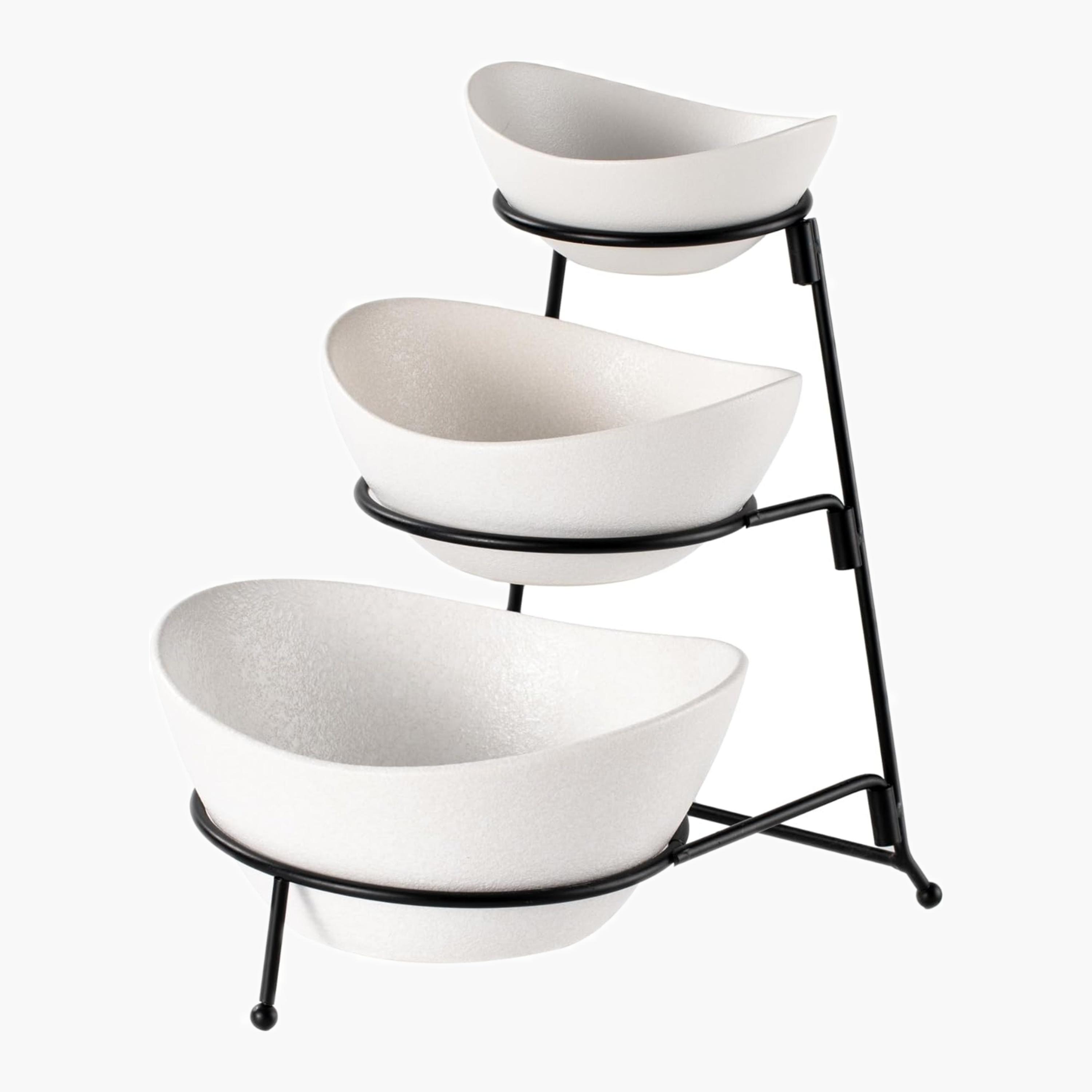 Shallow Porcelain Three-Tier Porcelain Serving Bowl Set-household-dining-dinnerware-bowls-image-1
