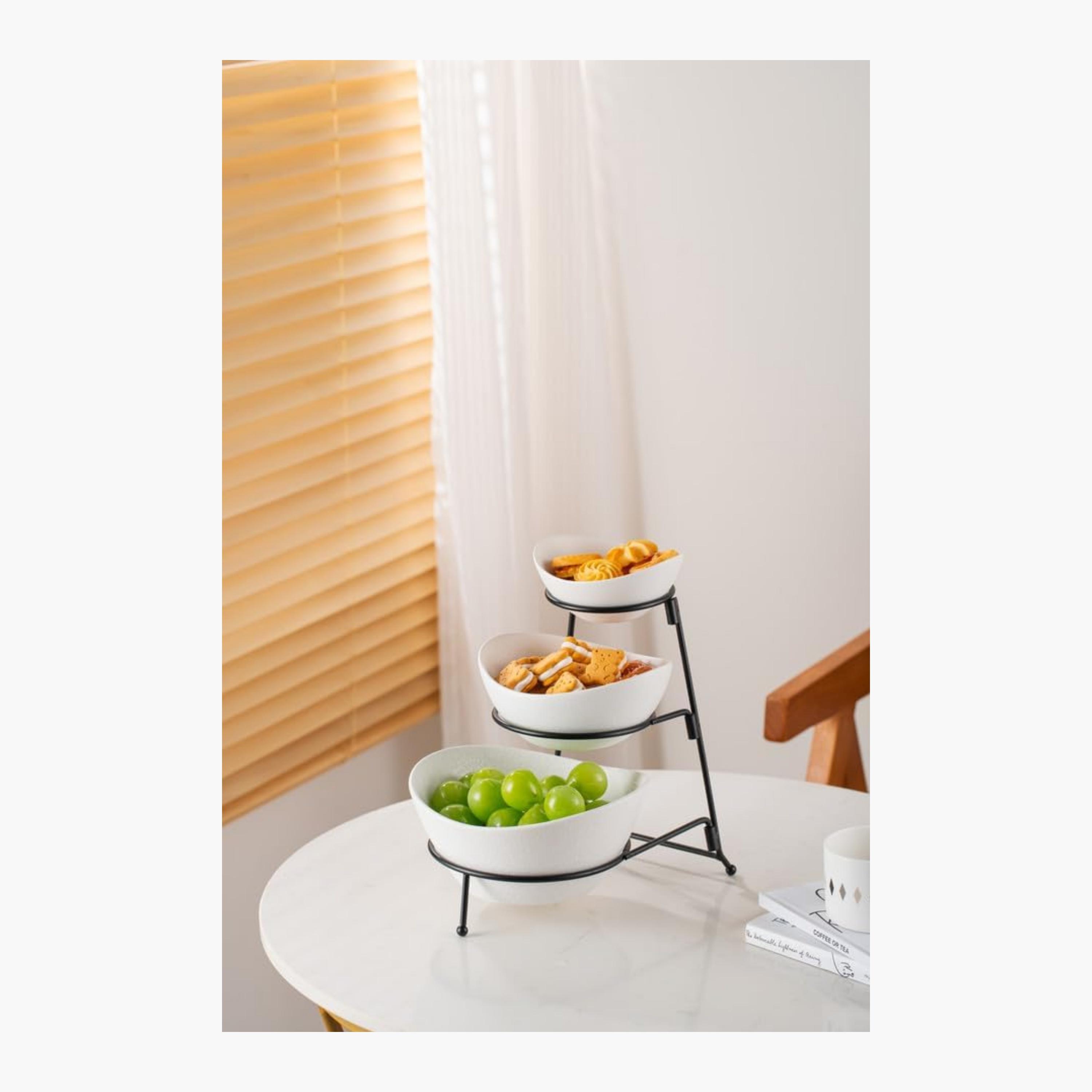 Shallow Porcelain Three-Tier Porcelain Serving Bowl Set-household-dining-dinnerware-bowls-image-3
