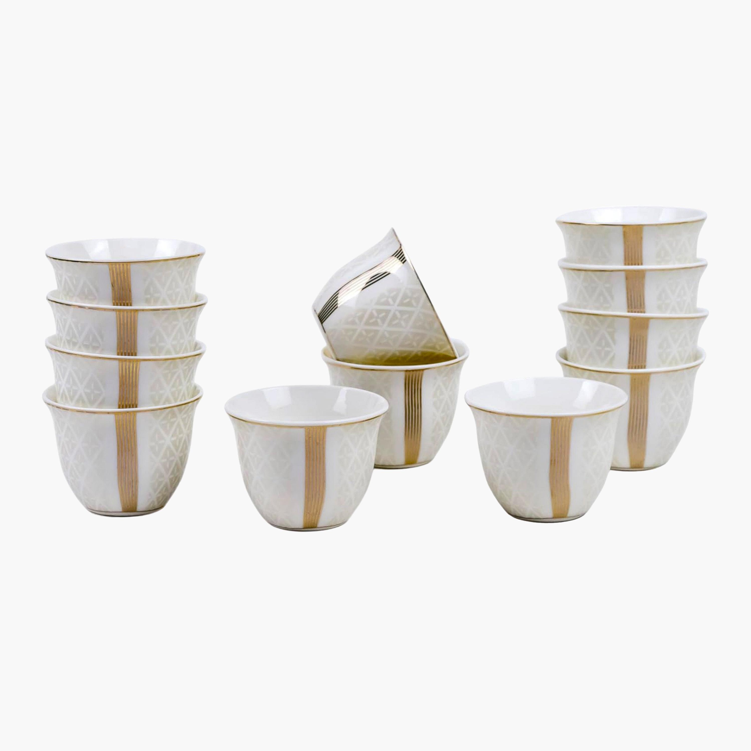 Shallow Porcelain Cawa Cup Set, 80ml, 12 Pieces-household-dining-teaandcoffee-teaandcoffeesets-image-2