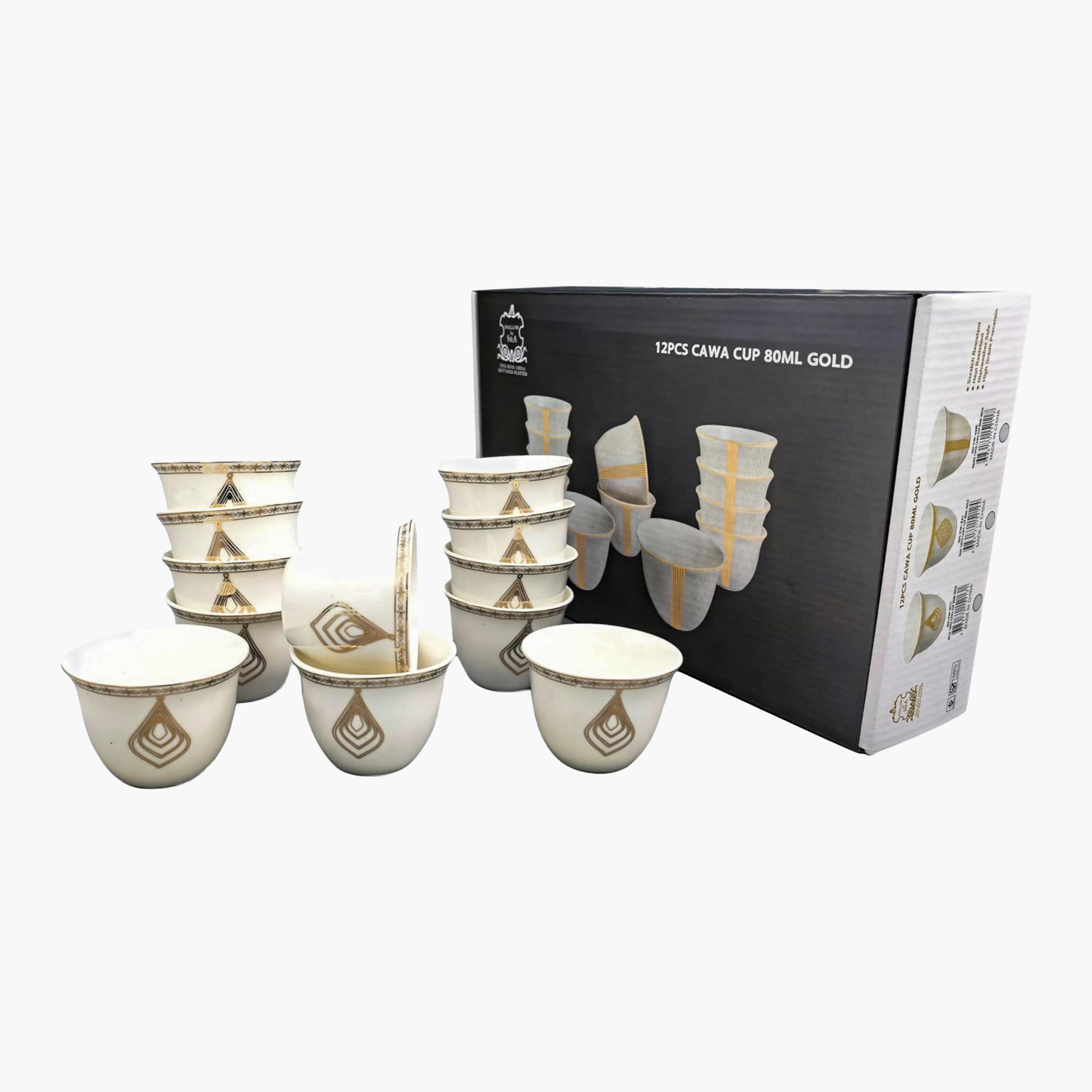 Shallow Porcelain Cawa Cup Set, 80ml-household-dining-teaandcoffee-teaandcoffeesets-image-4